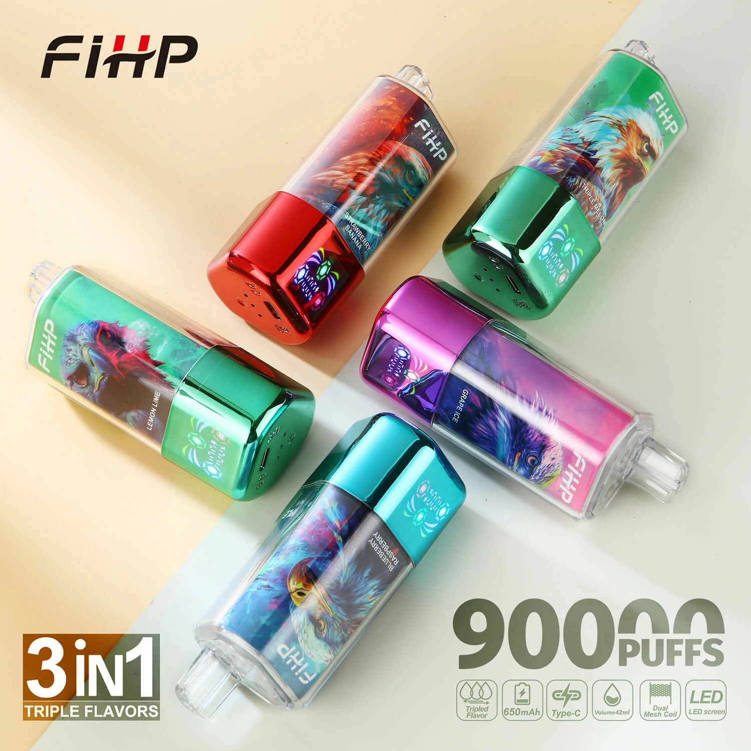 FIHP 3-in-1 90000 90K Bouffées Vape jetable - image 2
