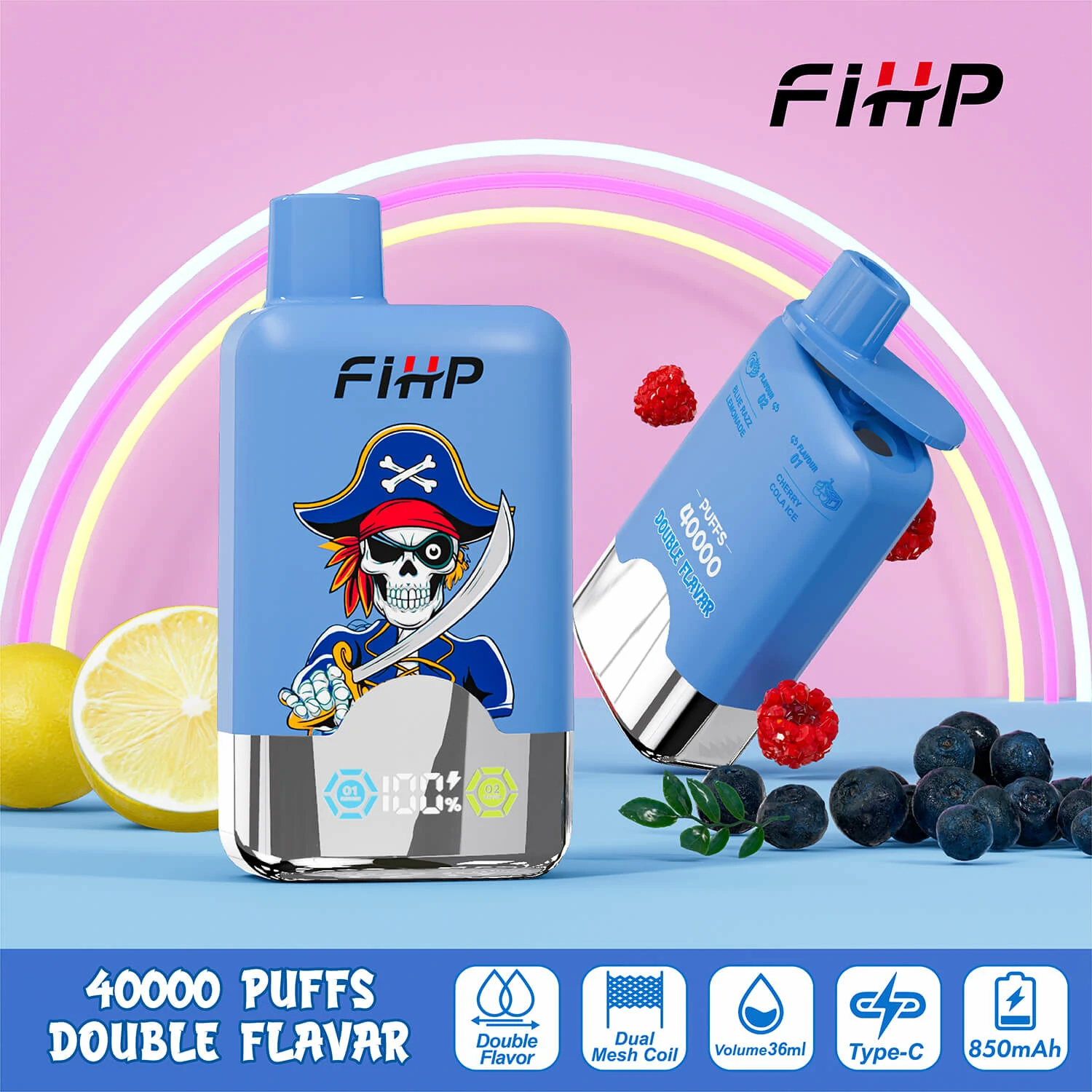FIHP 2-in-1 40000 40K Bouffées LED Display Vape jetable - image 2