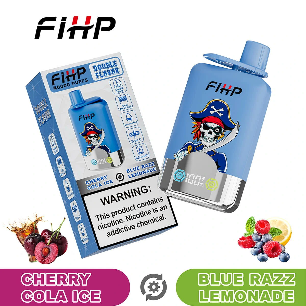 FIHP 2-in-1 40000 40K Bouffées LED Display Vape jetable - image 3