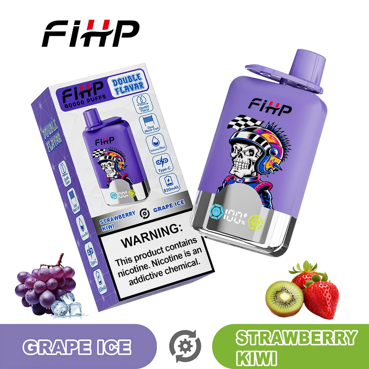 FIHP 2-in-1 40000 40K Bouffées LED Display Vape jetable - image 4