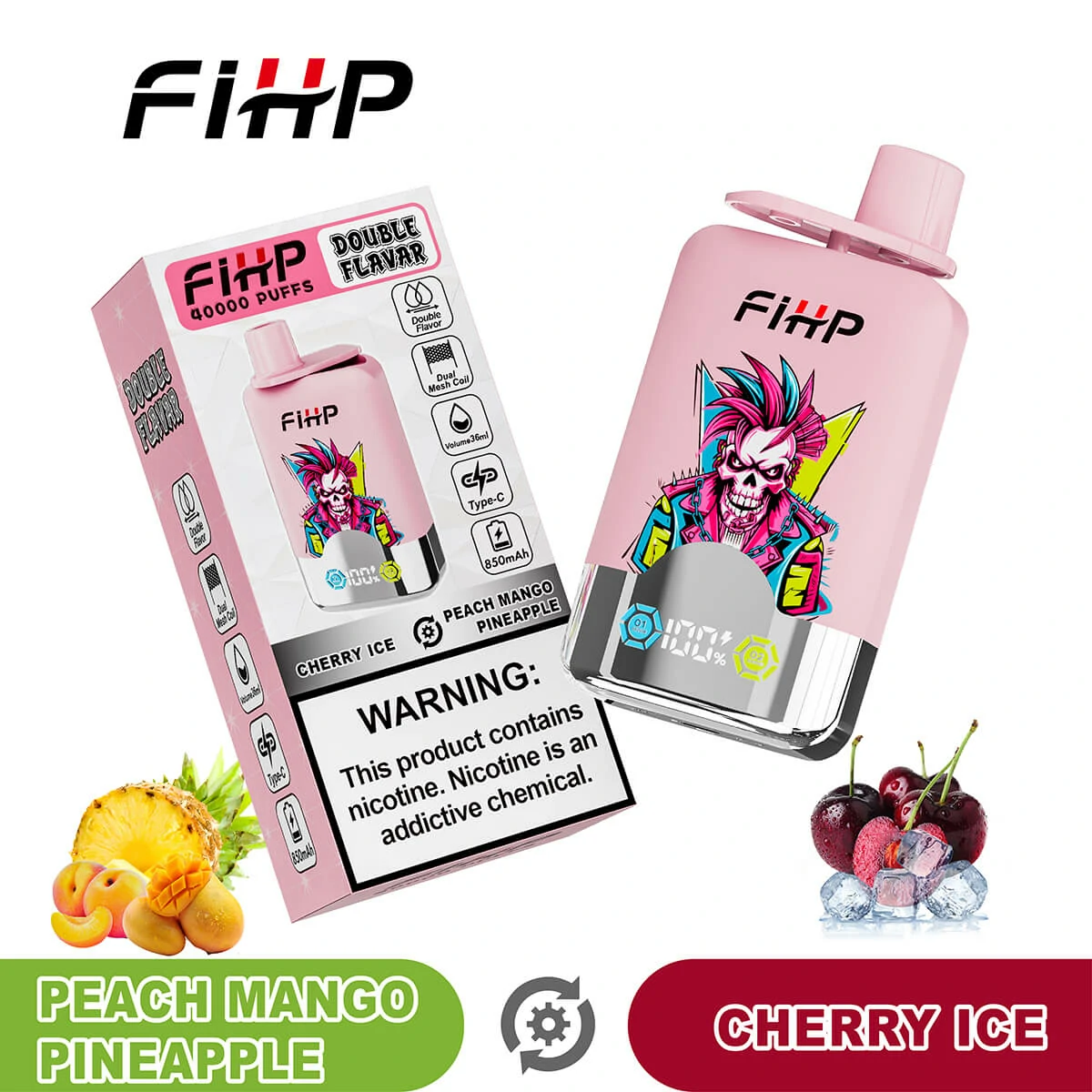 FIHP 2-in-1 40000 40K Bouffées LED Display Vape jetable - image 5