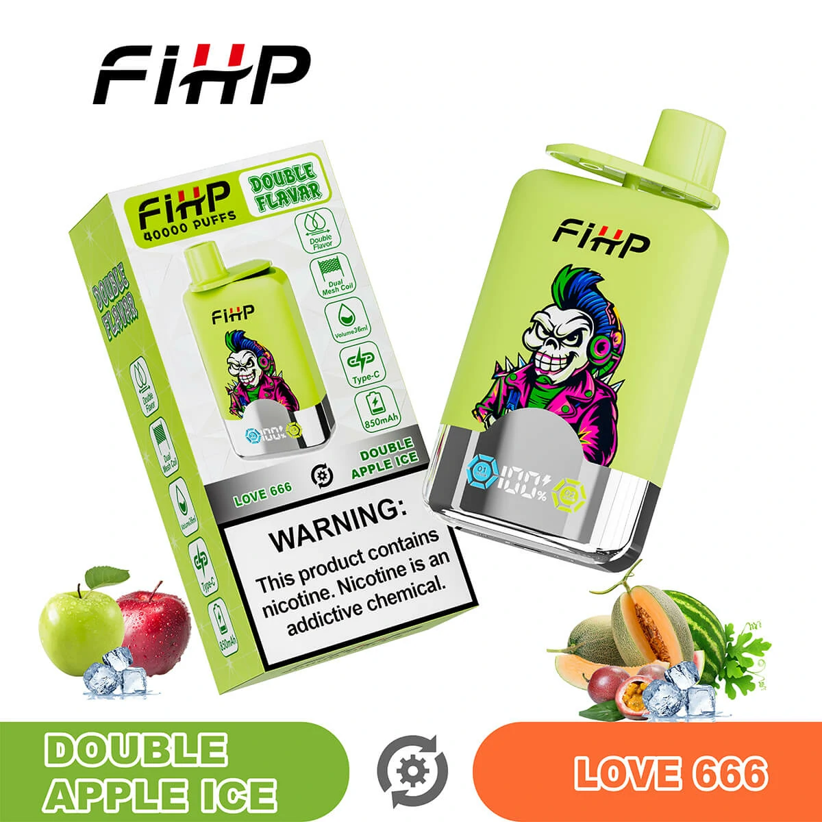 FIHP 2-in-1 40000 40K Bouffées LED Display Vape jetable - image 8