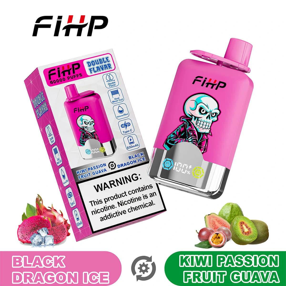 FIHP 2-in-1 40000 40K Bouffées LED Display Vape jetable - image 14