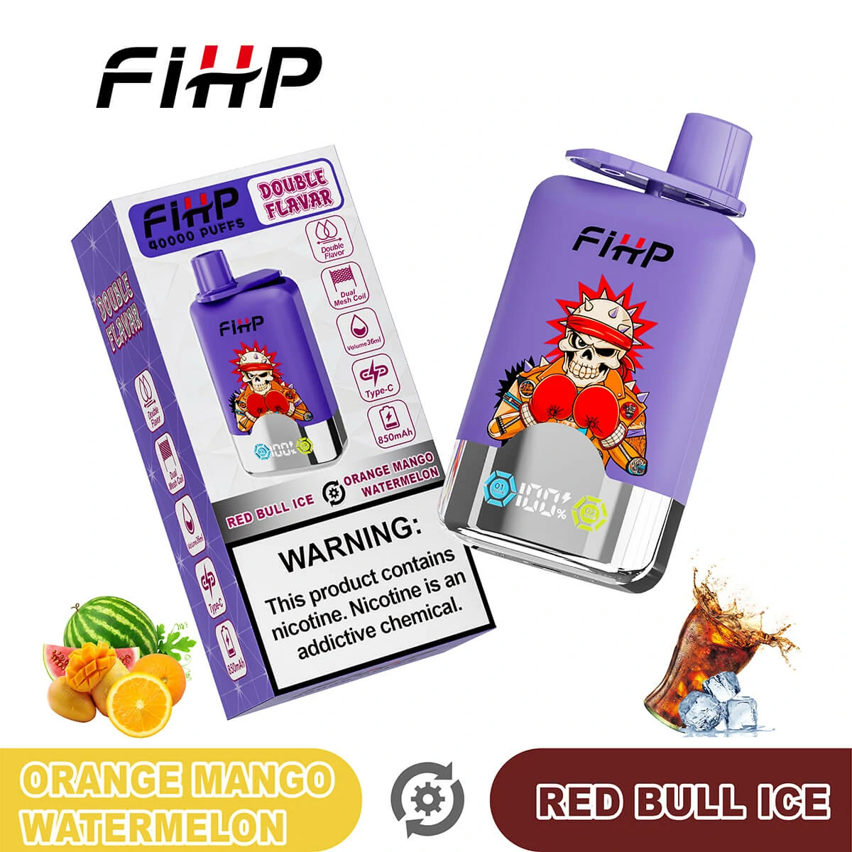 FIHP 2-in-1 40000 40K Bouffées LED Display Vape jetable - image 9