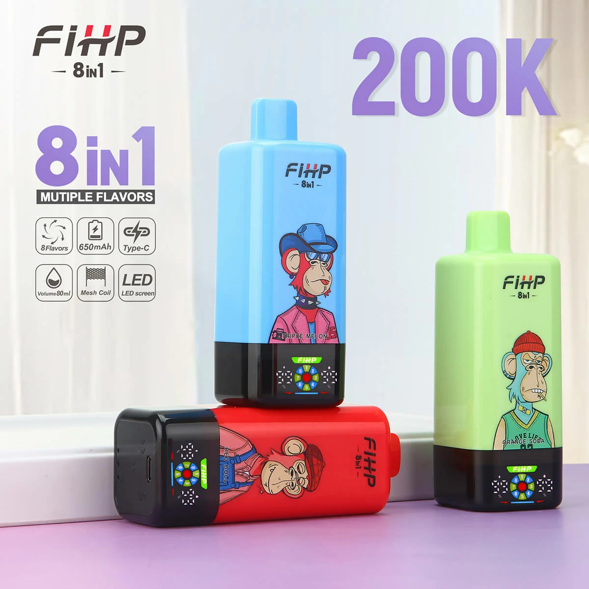 FIHP 8-in-1 200000 200K Bouffées Vape jetable