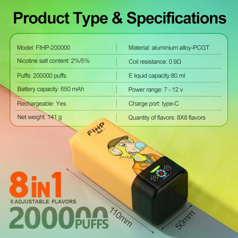 FIHP 8-in-1 200000 200K Bouffées Vape jetable - image 11