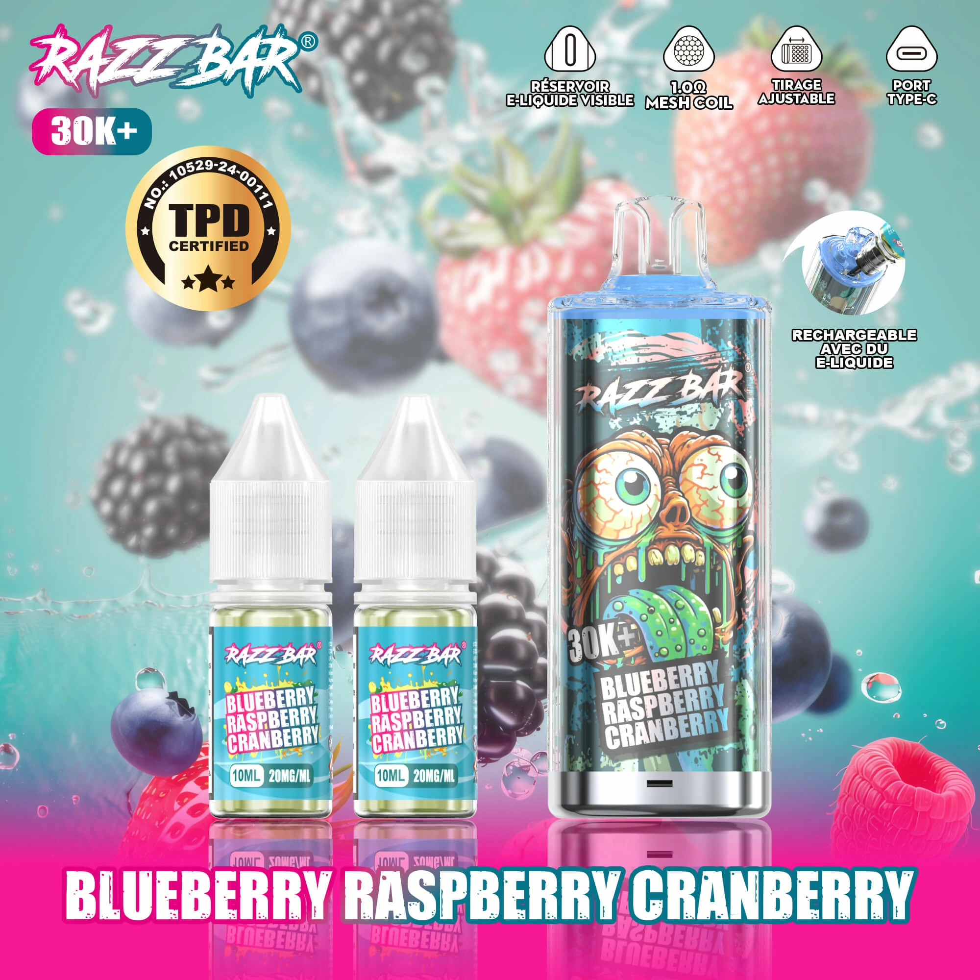 Razz Bar + 30000 30K Bouffées Vape jetable - image 14
