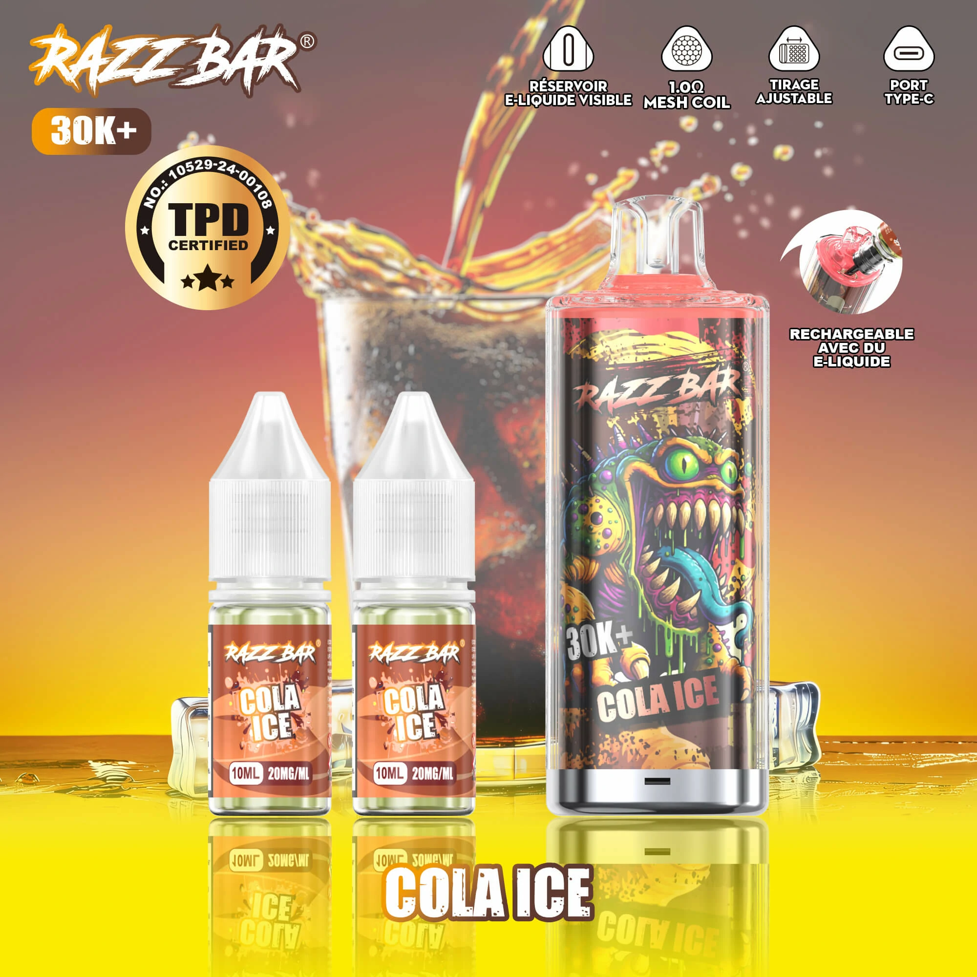 Razz Bar + 30000 30K Bouffées Vape jetable - image 4