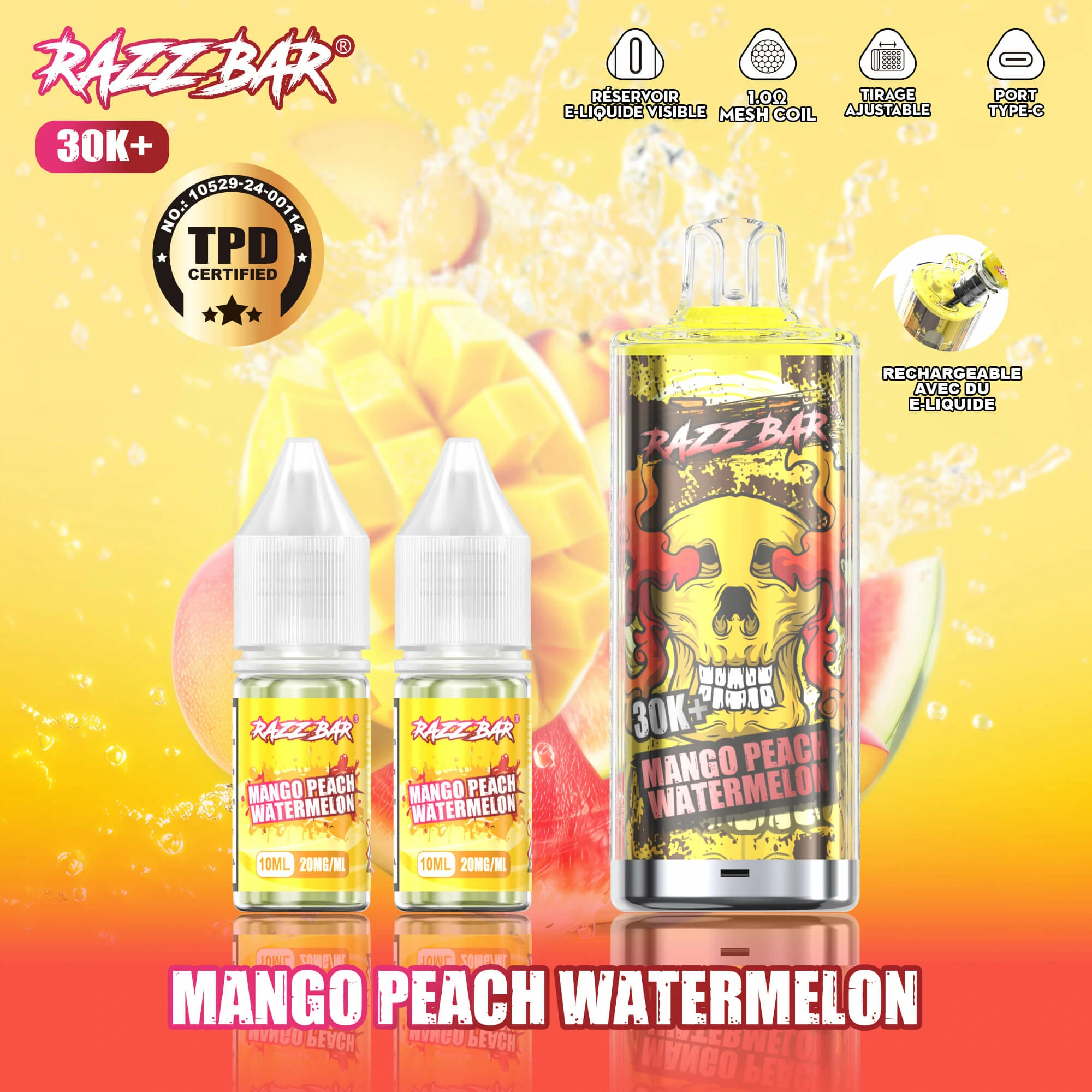 Razz Bar + 30000 30K Bouffées Vape jetable - image 11