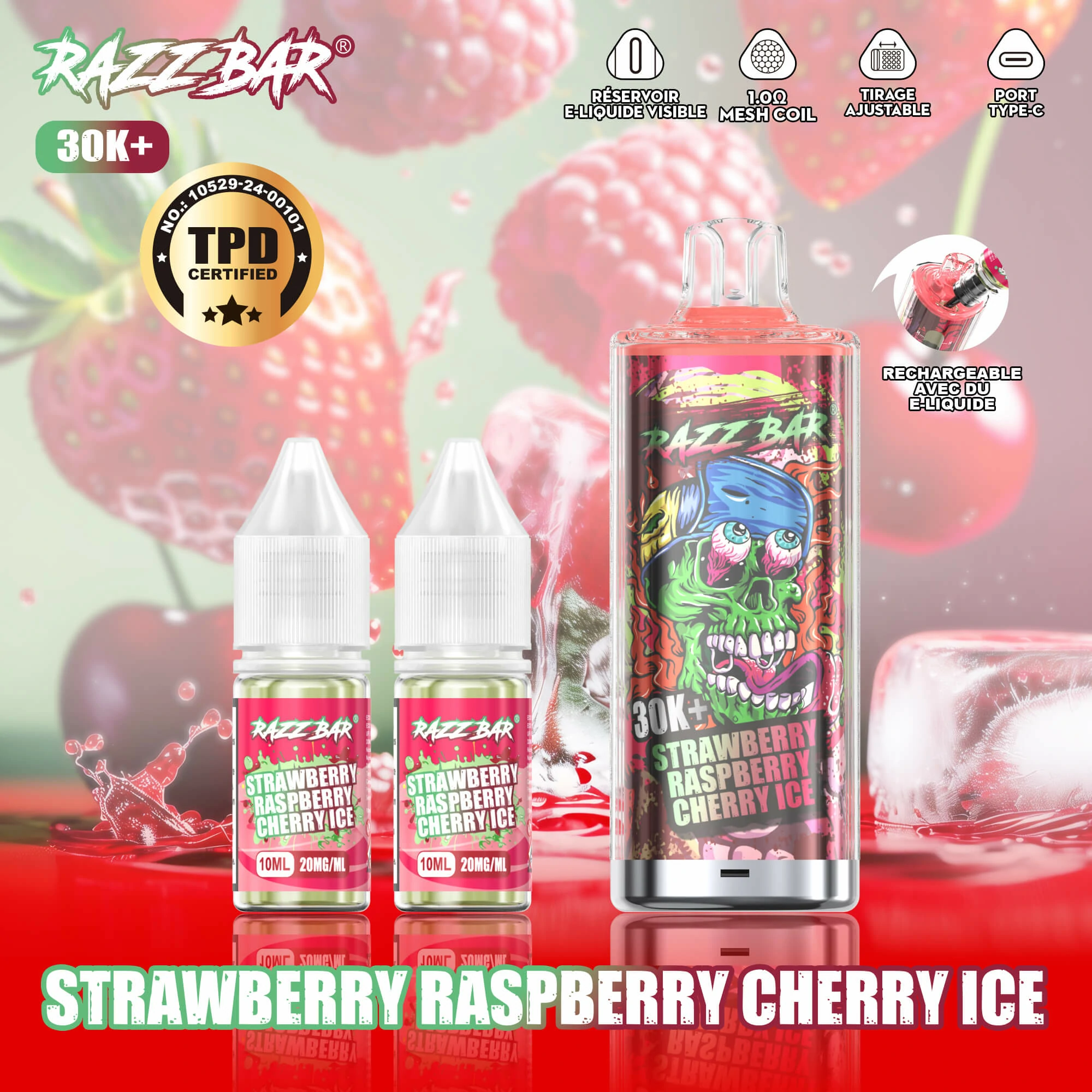 Razz Bar + 30000 30K Bouffées Vape jetable - image 16