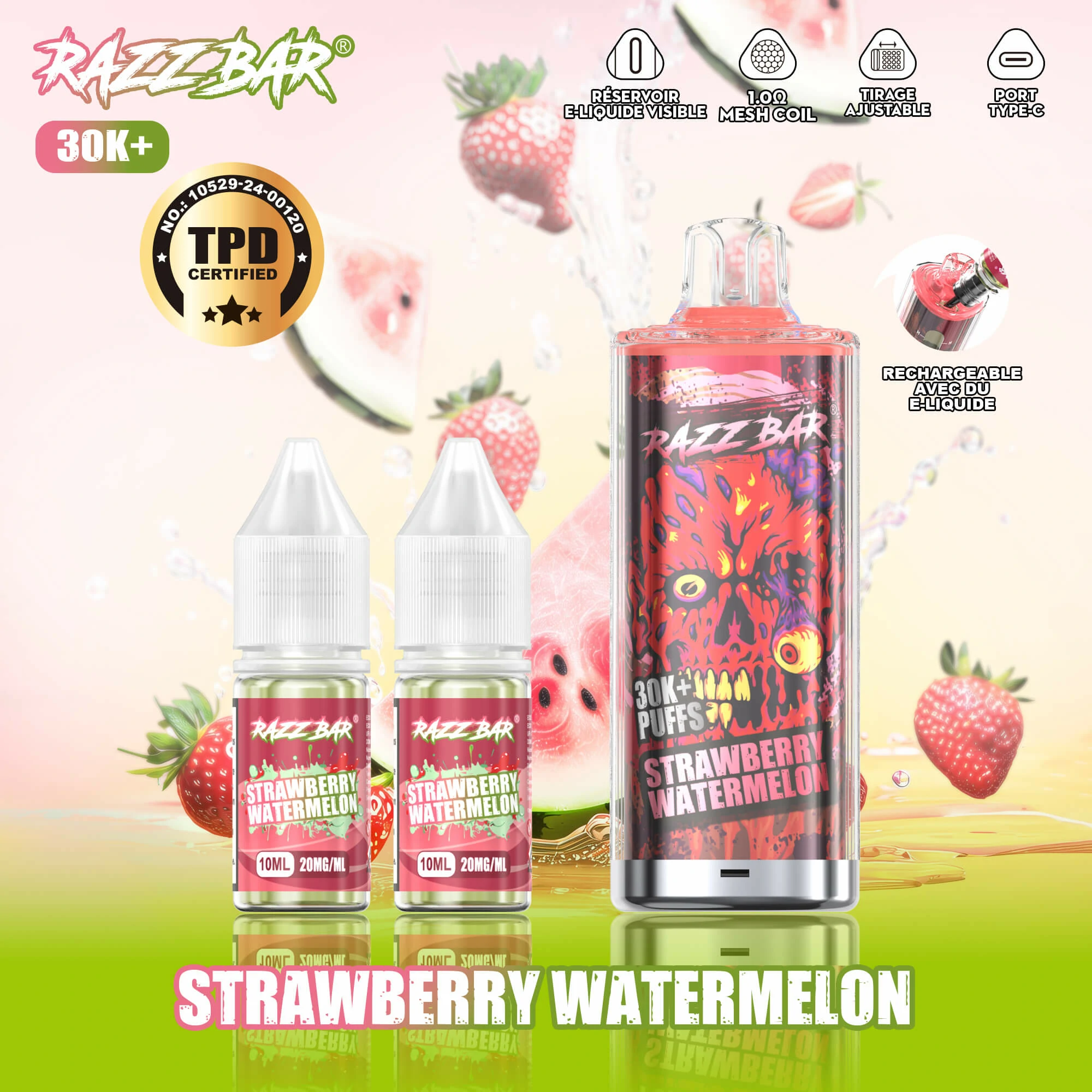 Razz Bar + 30000 30K Bouffées Vape jetable - image 13