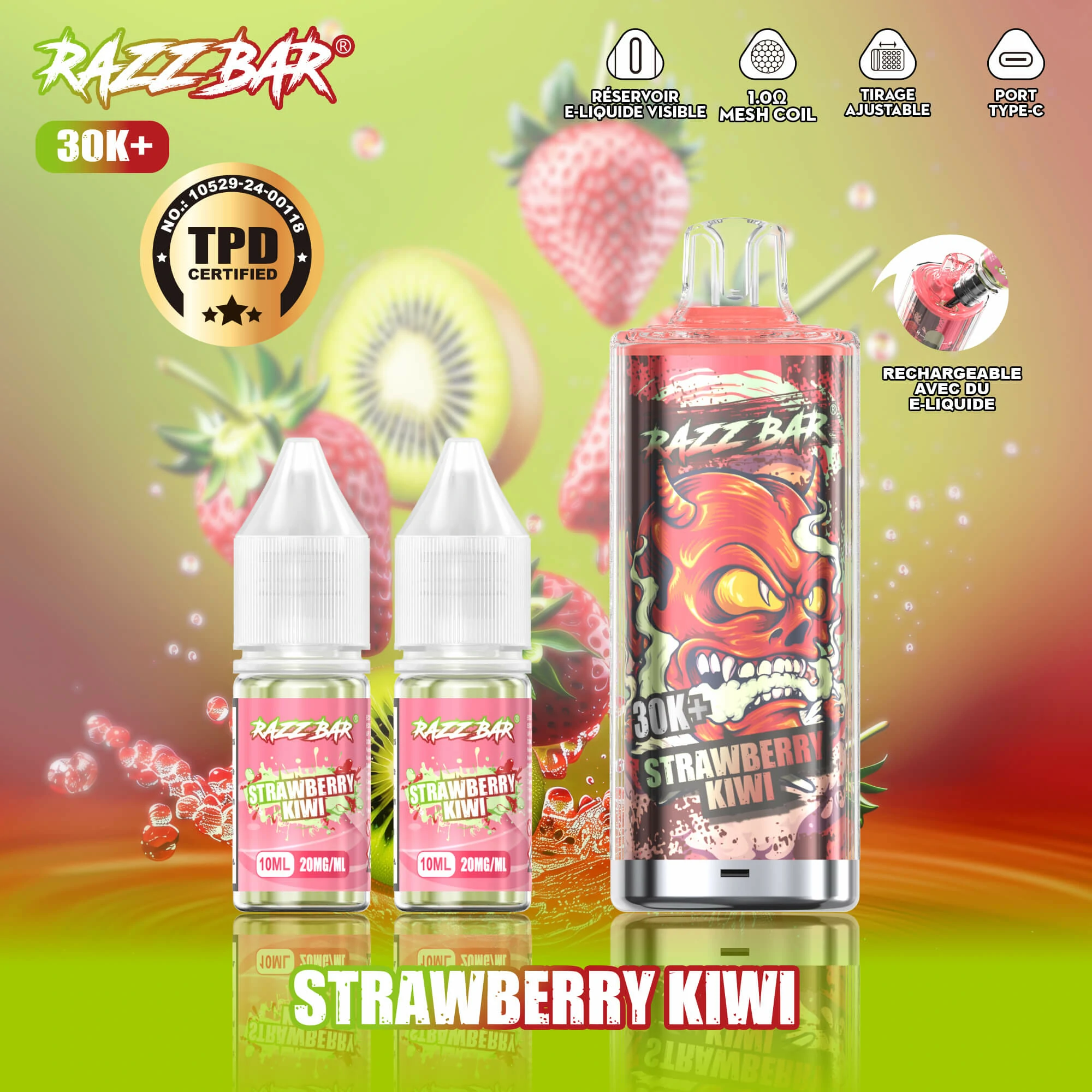 Razz Bar + 30000 30K Bouffées Vape jetable - image 9