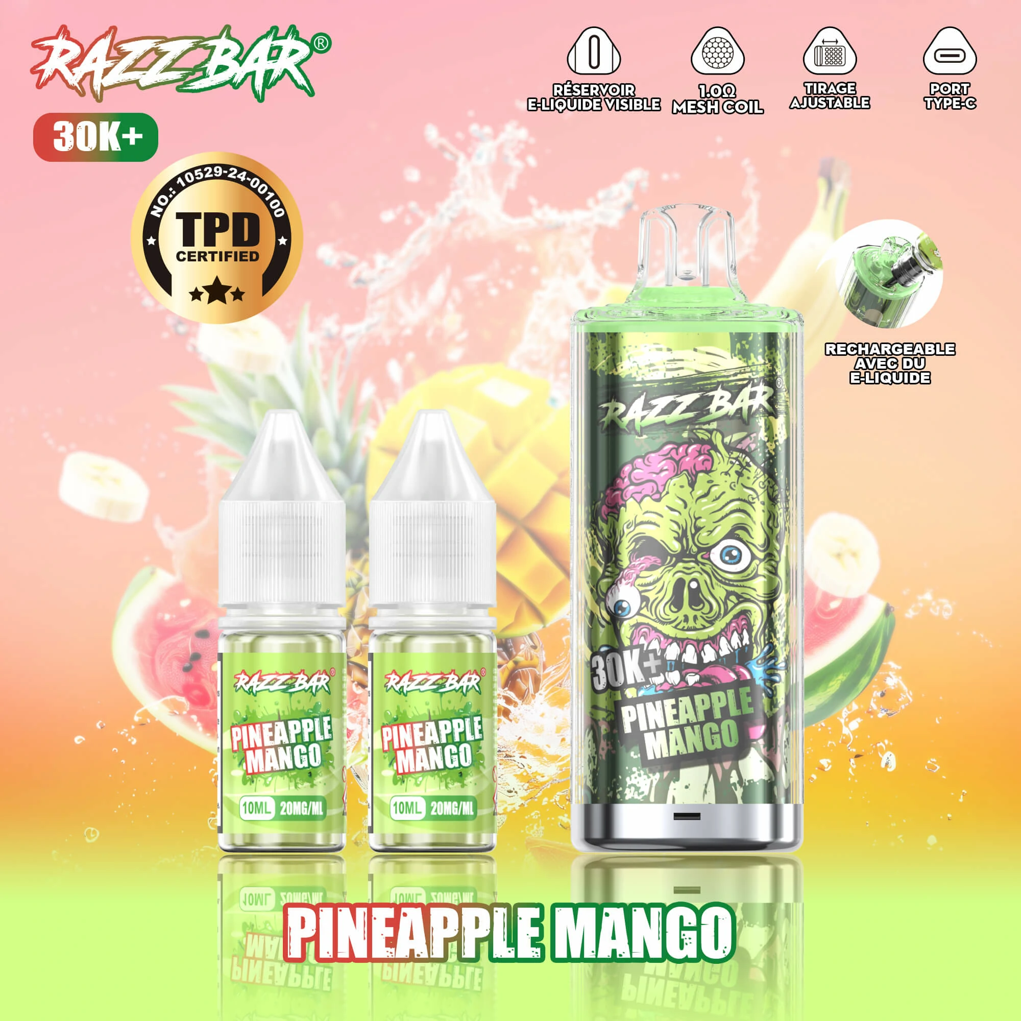 Razz Bar + 30000 30K Bouffées Vape jetable - image 10