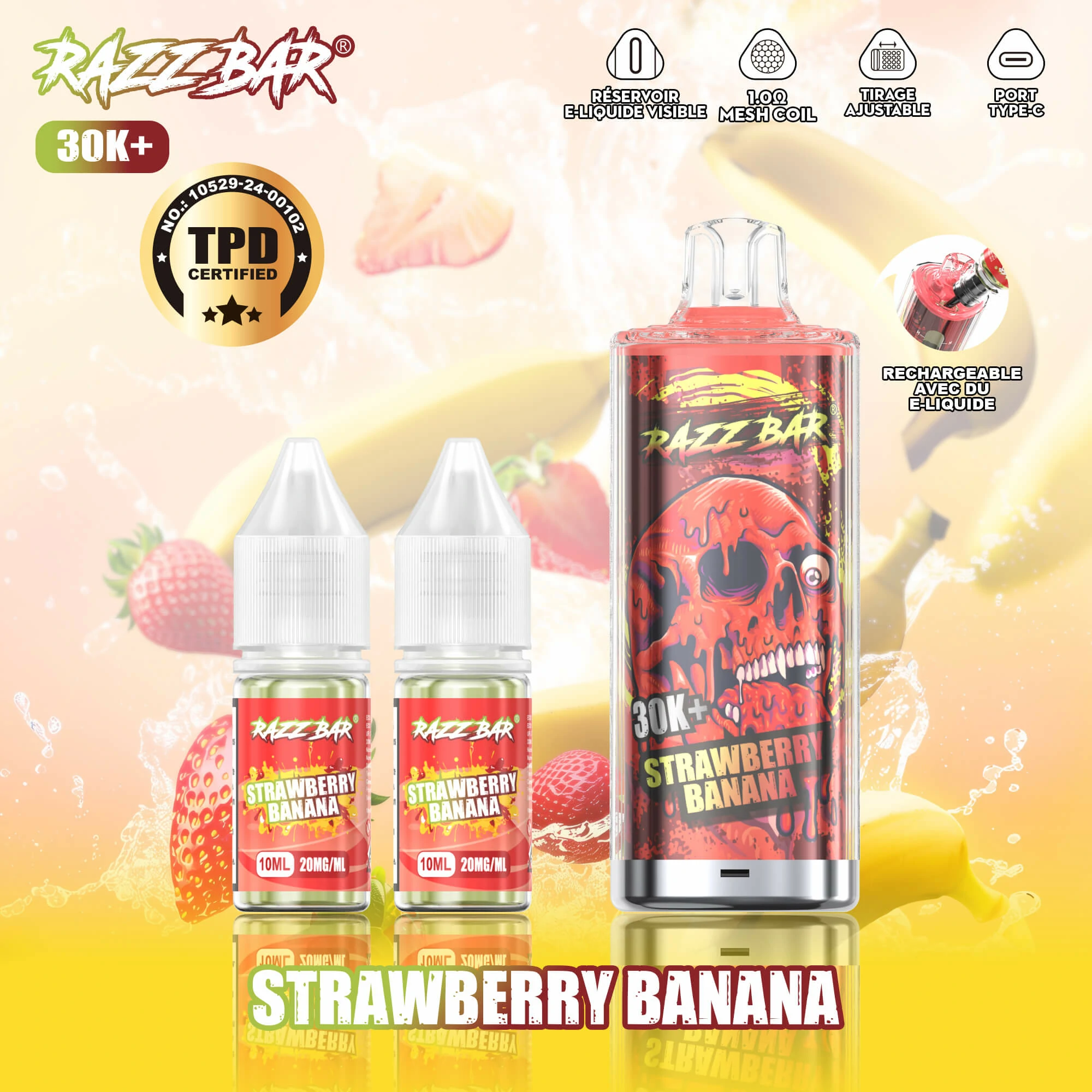 Razz Bar + 30000 30K Bouffées Vape jetable - image 6