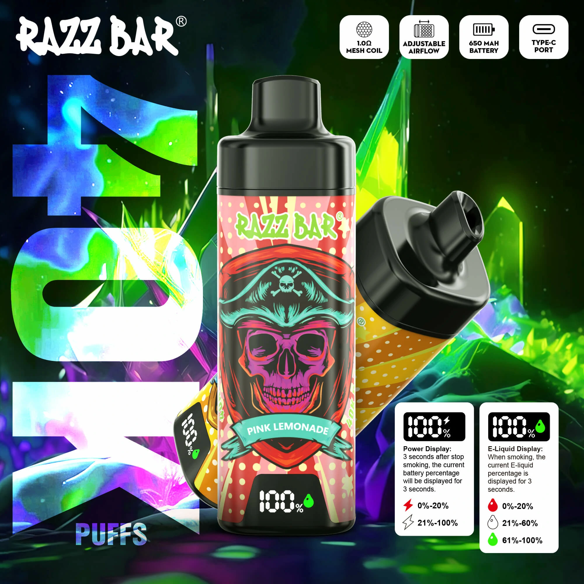 RAZZ Bar 40000 40K Bouffées Smart Screen Vape jetable - image 3