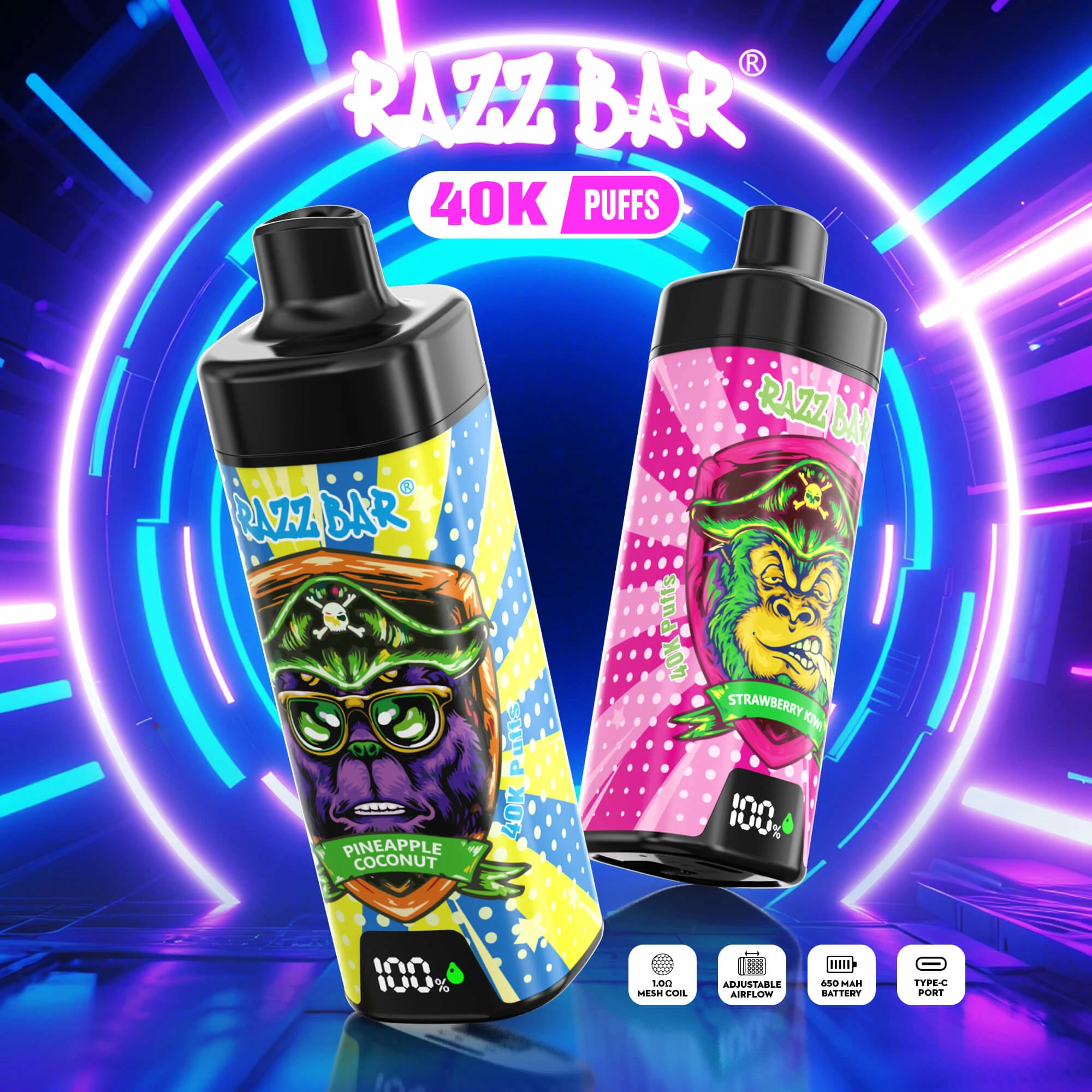 RAZZ Bar 40000 40K Bouffées Smart Screen Vape jetable