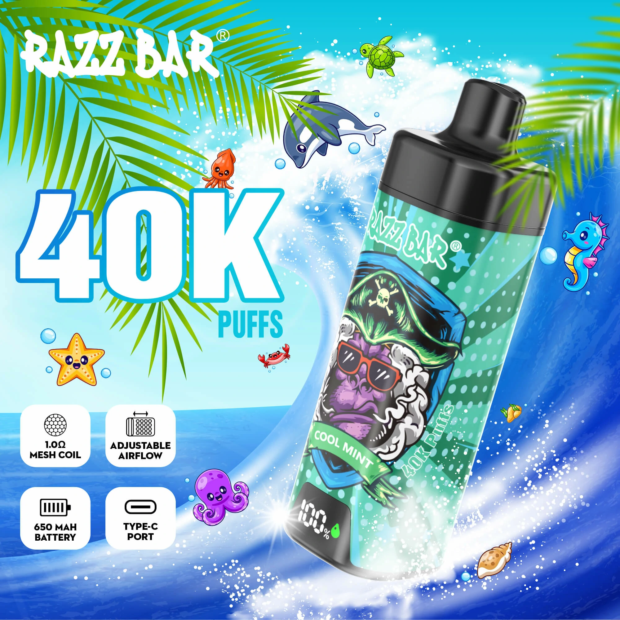 RAZZ Bar 40000 40K Bouffées Smart Screen Vape jetable - image 4