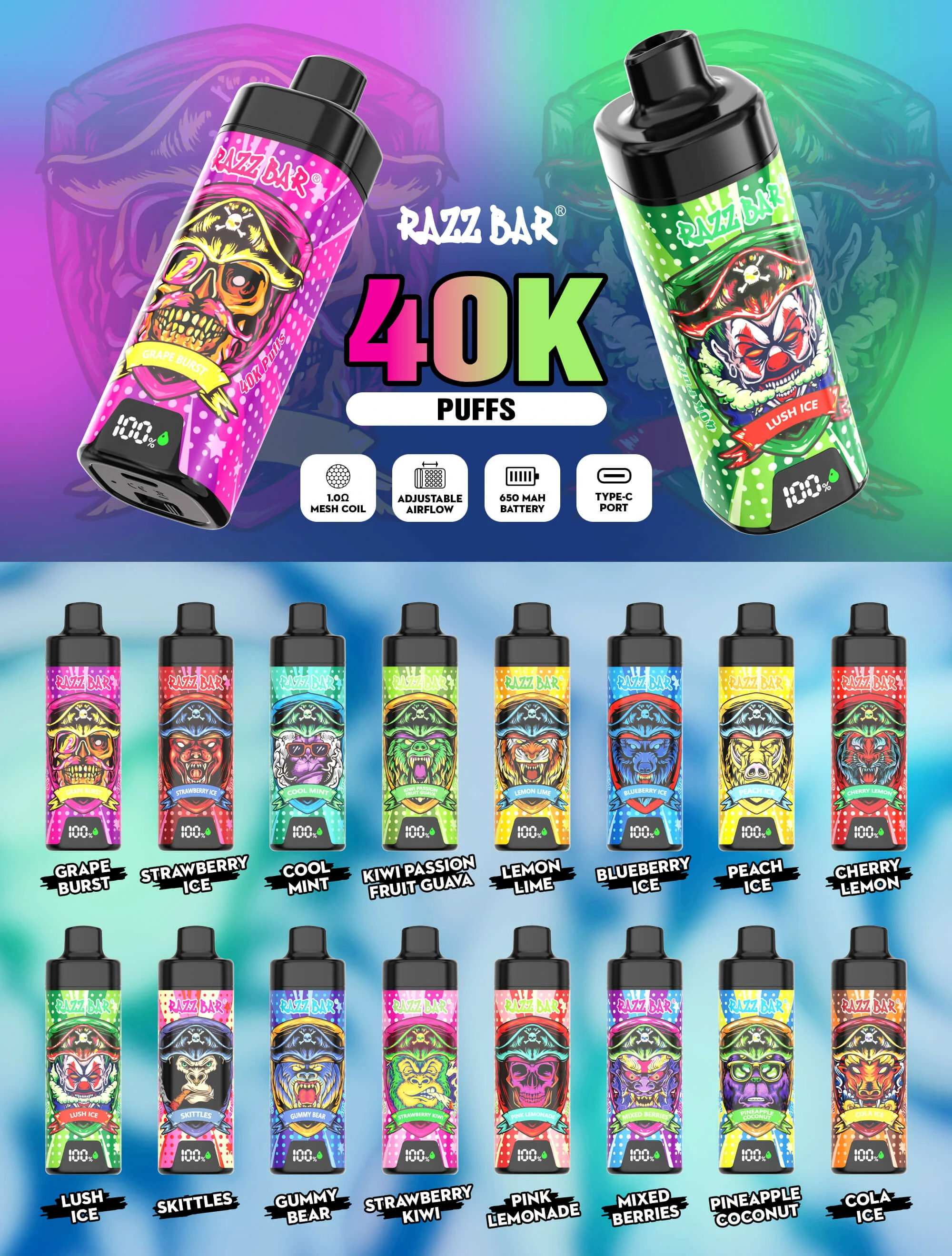 RAZZ Bar 40000 40K Bouffées Smart Screen Vape jetable - image 7