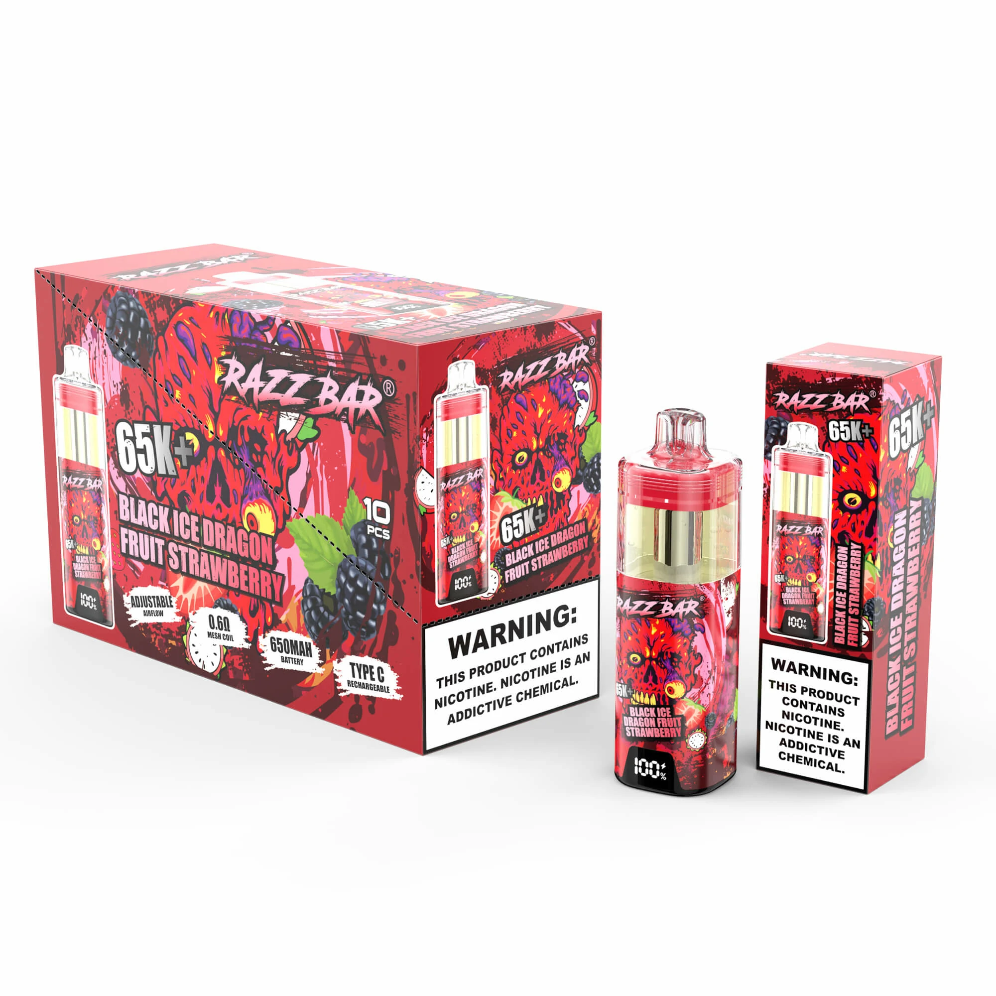 Razz Bar 65000 65K Bouffées Crystal Smart Screen Vape jetable - image 9