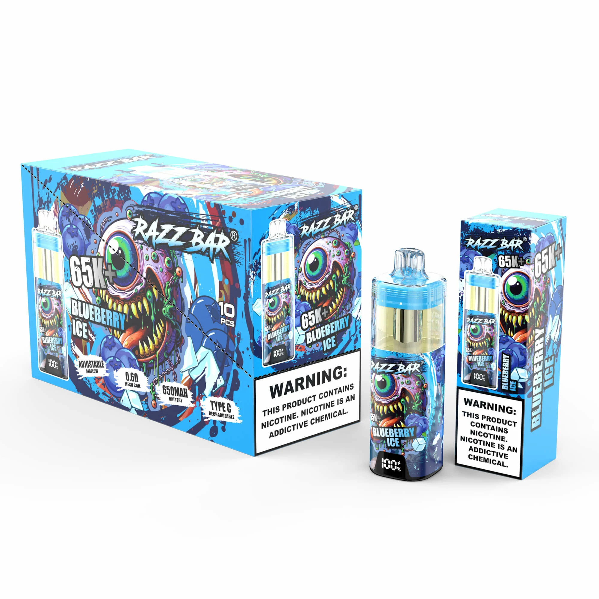 Razz Bar 65000 65K Bouffées Crystal Smart Screen Vape jetable - image 12