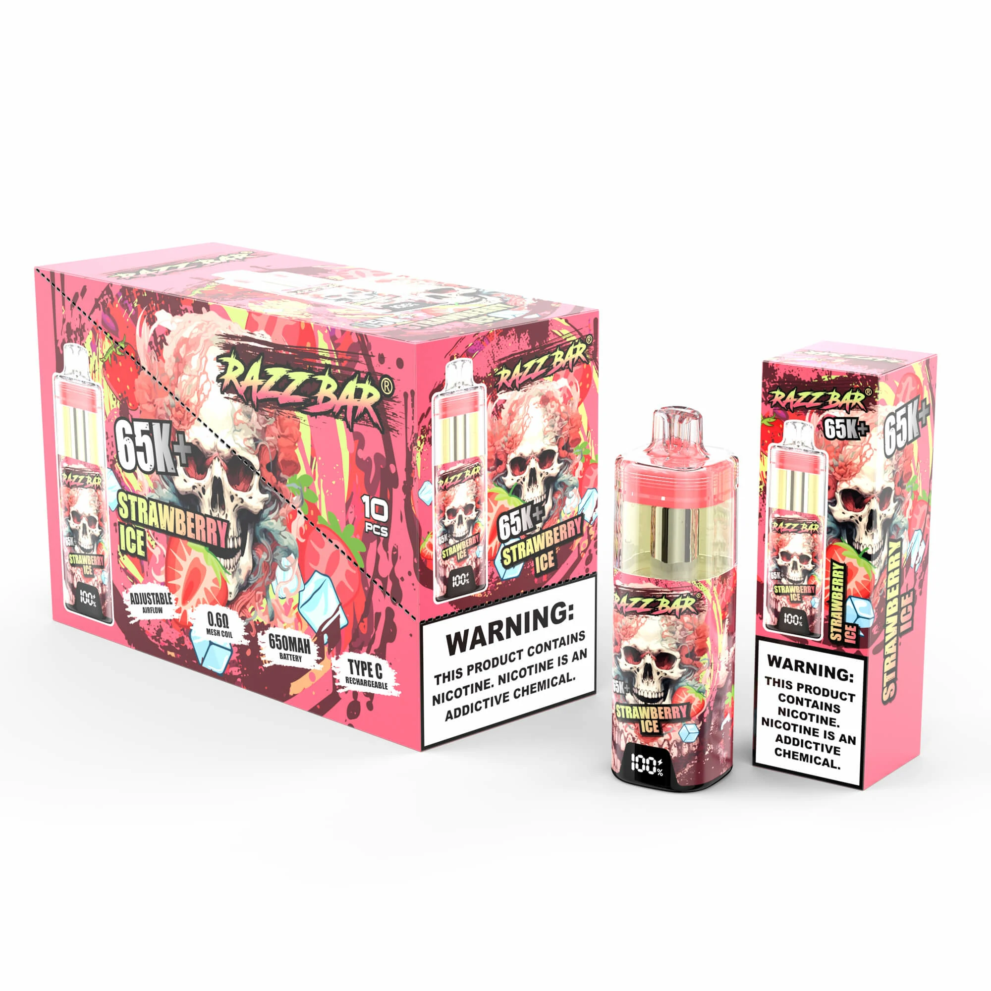 Razz Bar 65000 65K Bouffées Crystal Smart Screen Vape jetable - image 11
