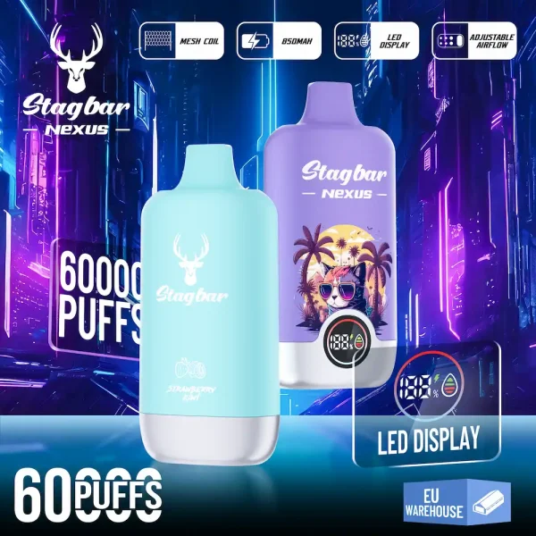 Stag Bar Nexus 60000 60K Bouffées LED Display Vape jetable