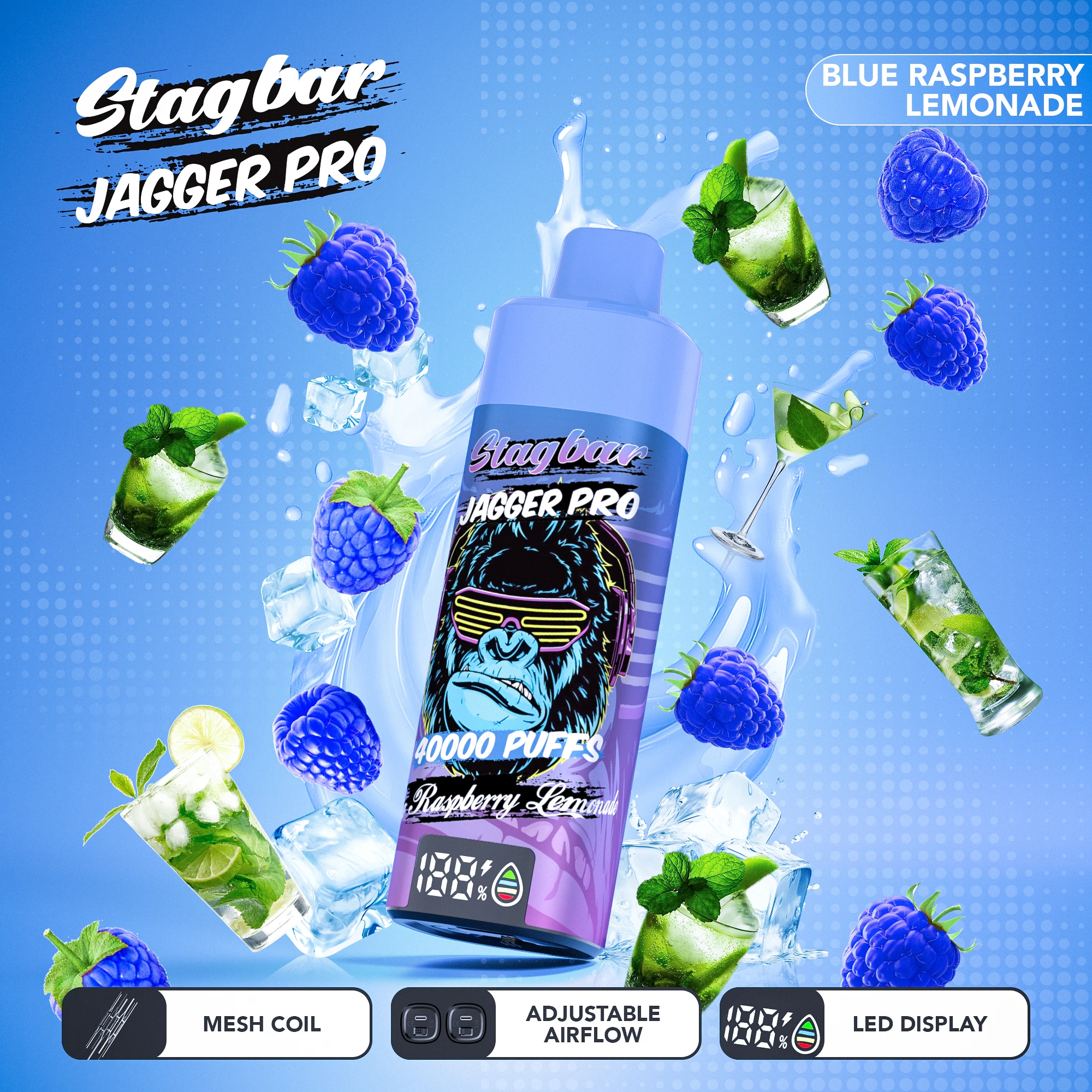 Stag Bar Jagger Pro 40000 40K Bouffées LED Display Vape jetable - image 5