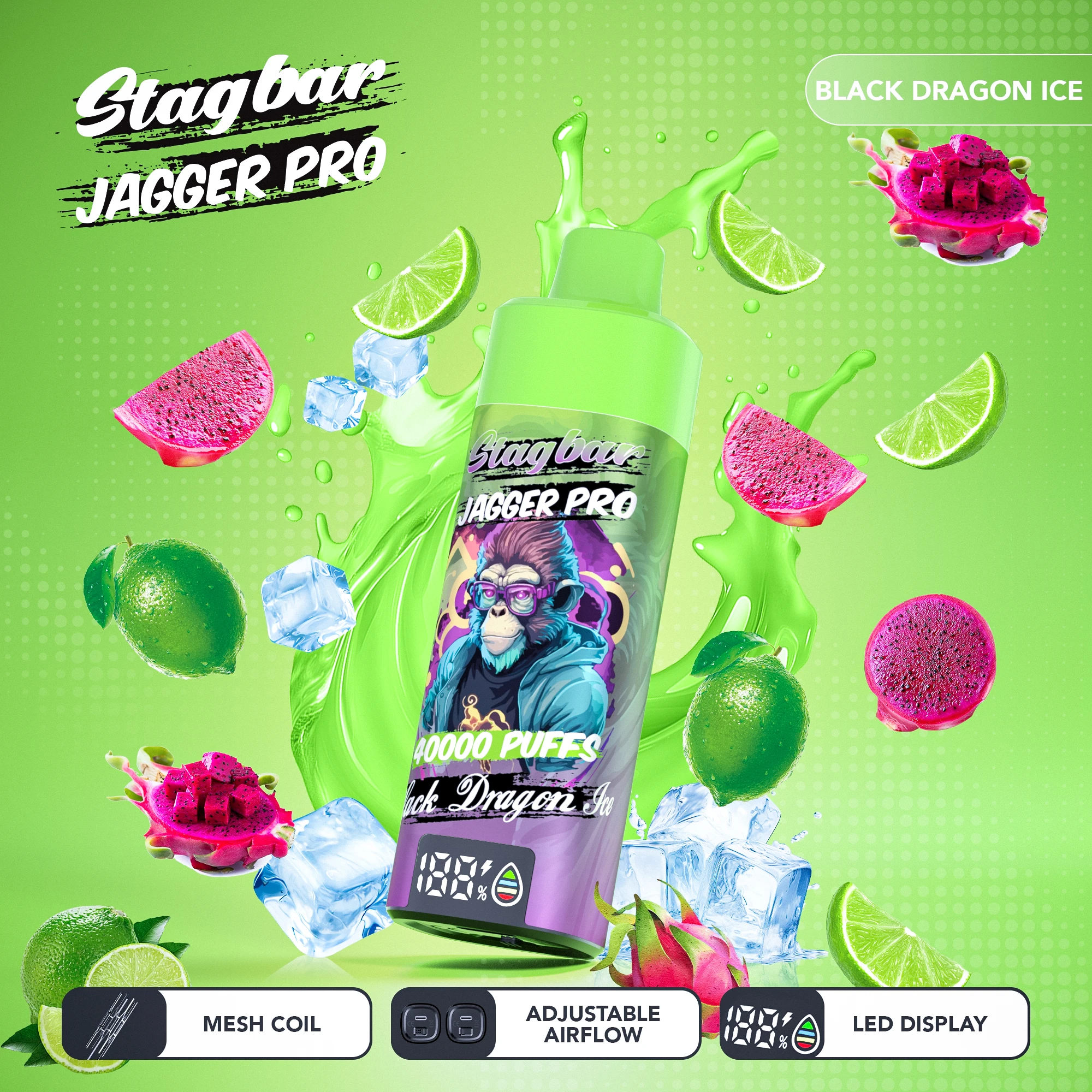 Stag Bar Jagger Pro 40000 40K Bouffées LED Display Vape jetable - image 8