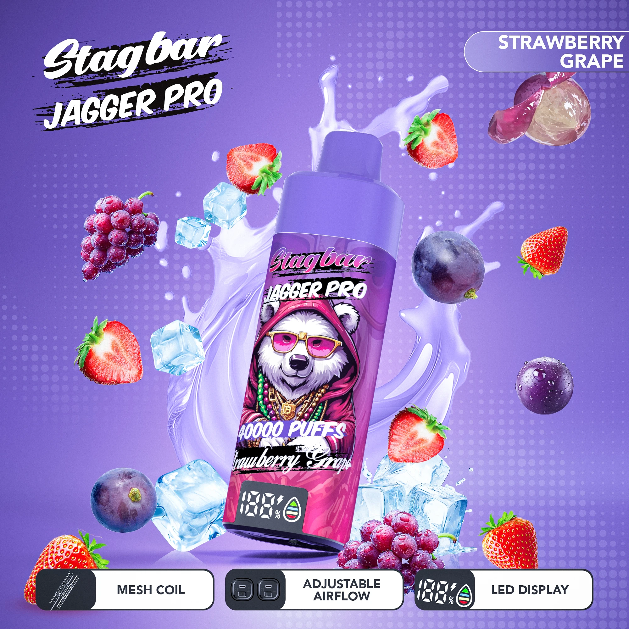 Stag Bar Jagger Pro 40000 40K Bouffées LED Display Vape jetable - image 12