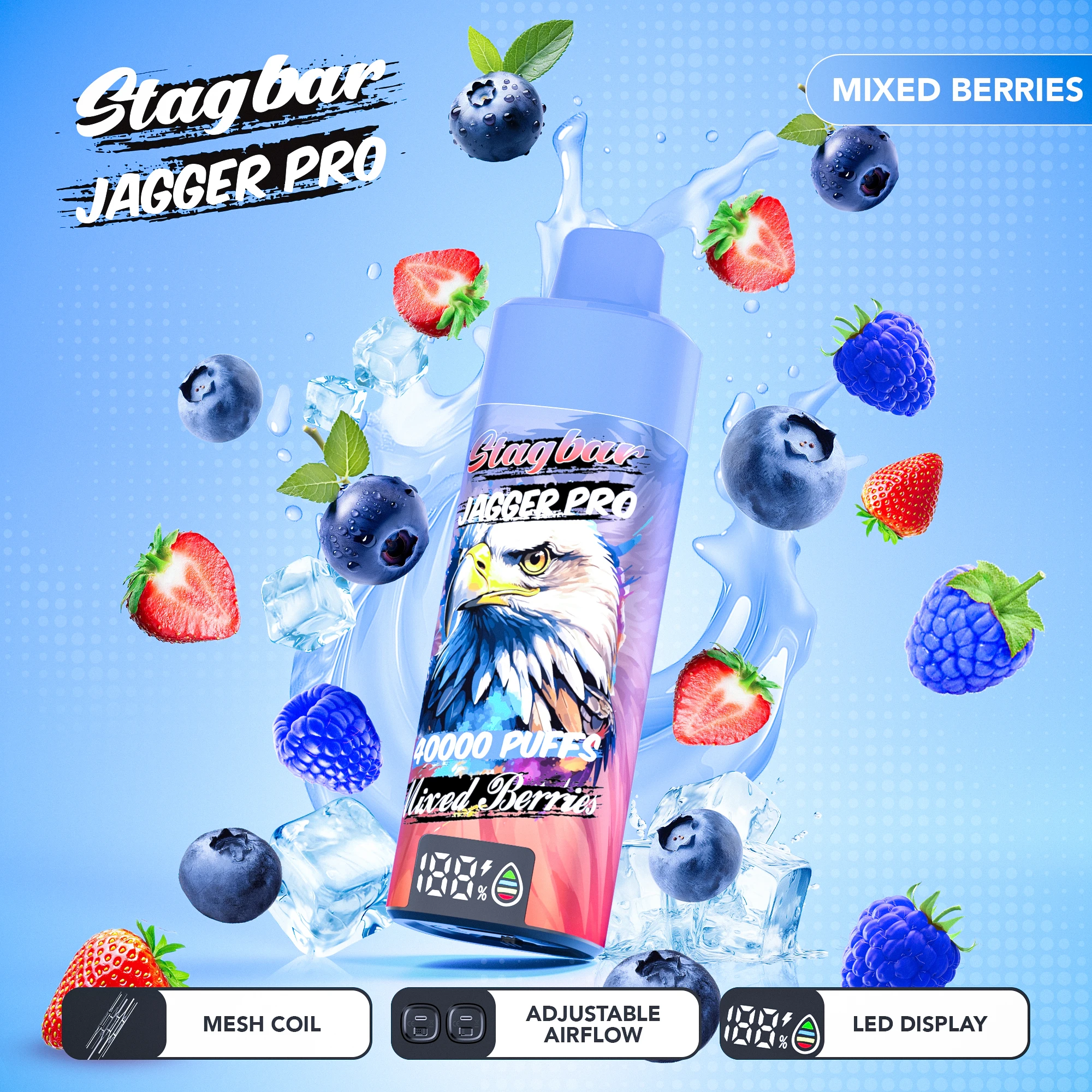 Stag Bar Jagger Pro 40000 40K Bouffées LED Display Vape jetable - image 15