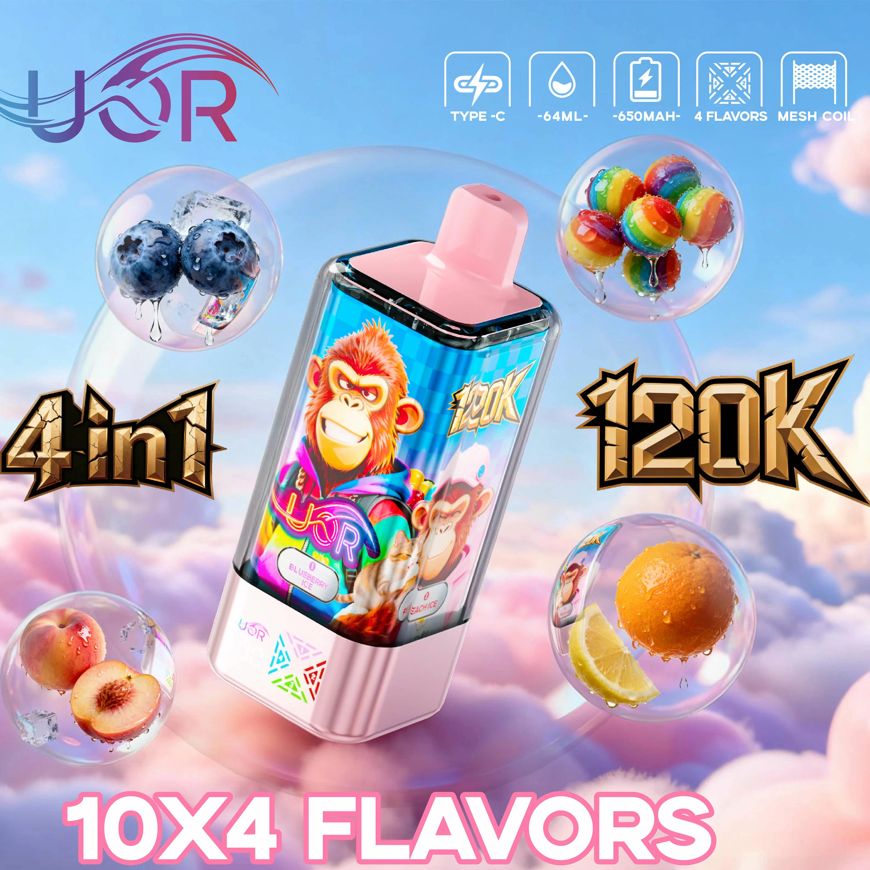 UOR 120000 120K Bouffées 4-in-1 Vape jetable - image 3