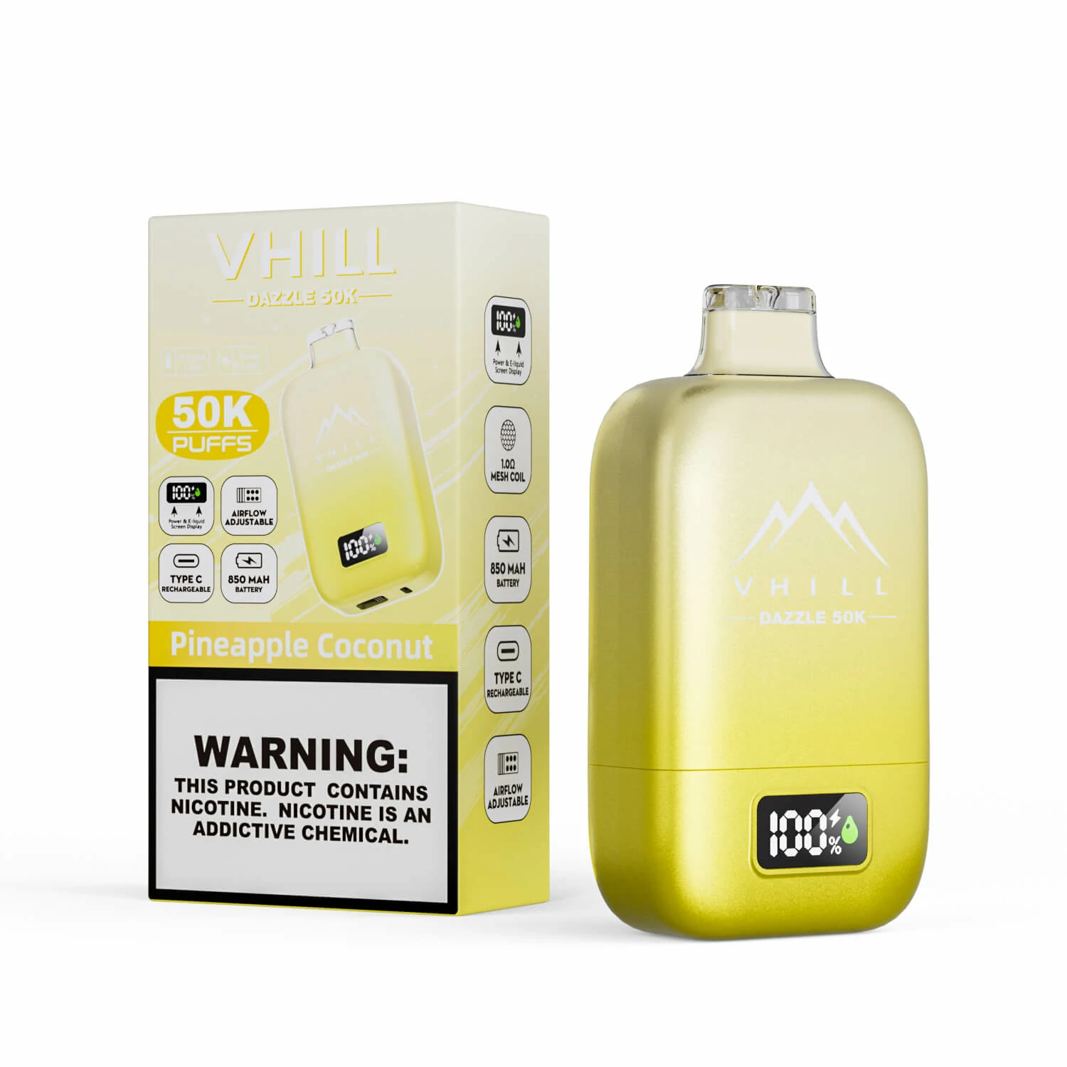 VHILL DAZZLE 50000 50K Bouffées Écran LCD Vape Jetable - image 3