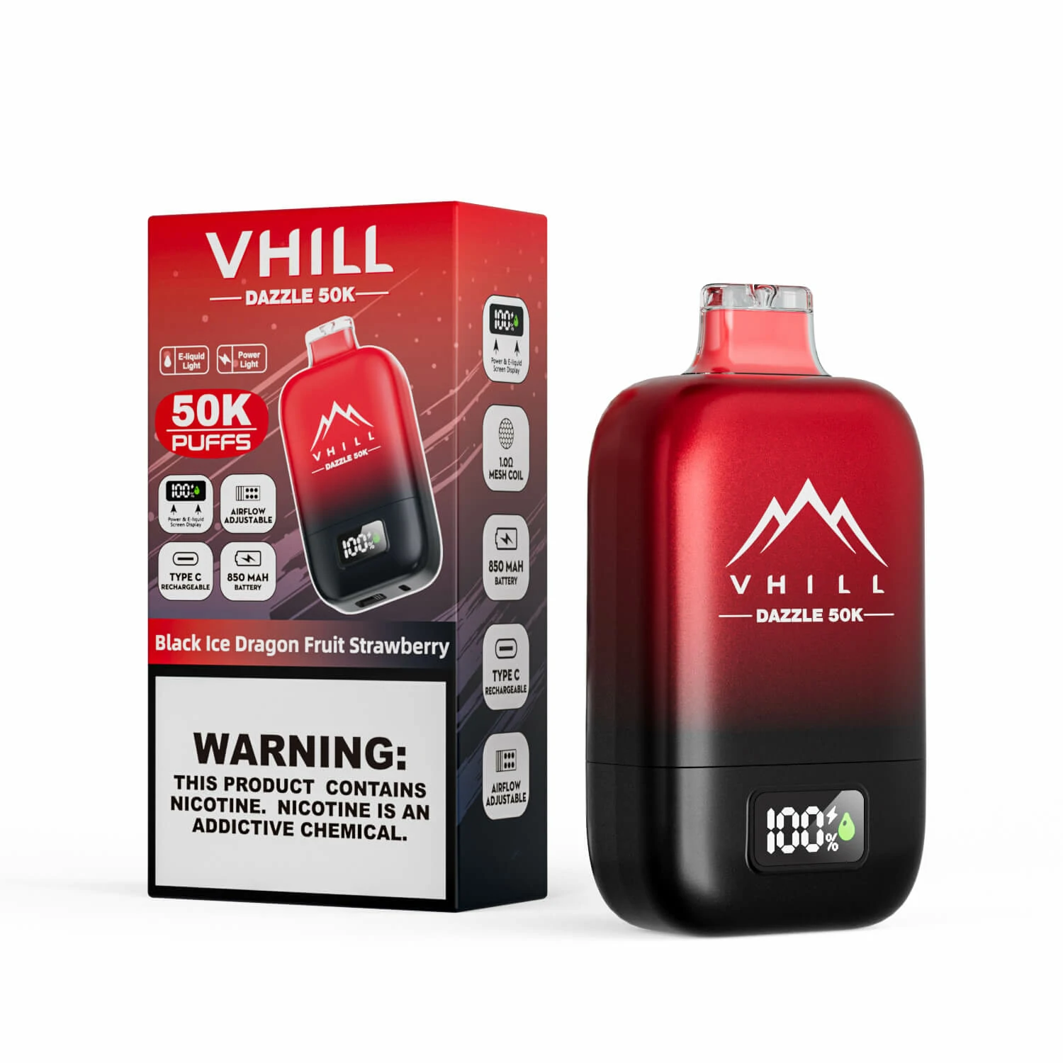 VHILL DAZZLE 50000 50K Bouffées Écran LCD Vape Jetable - image 7