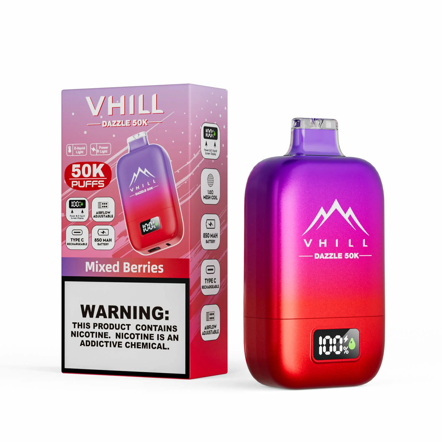 VHILL DAZZLE 50000 50K Bouffées Écran LCD Vape Jetable - image 9