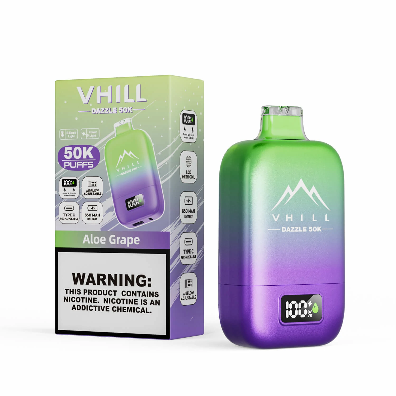 VHILL DAZZLE 50000 50K Bouffées Écran LCD Vape Jetable - image 11