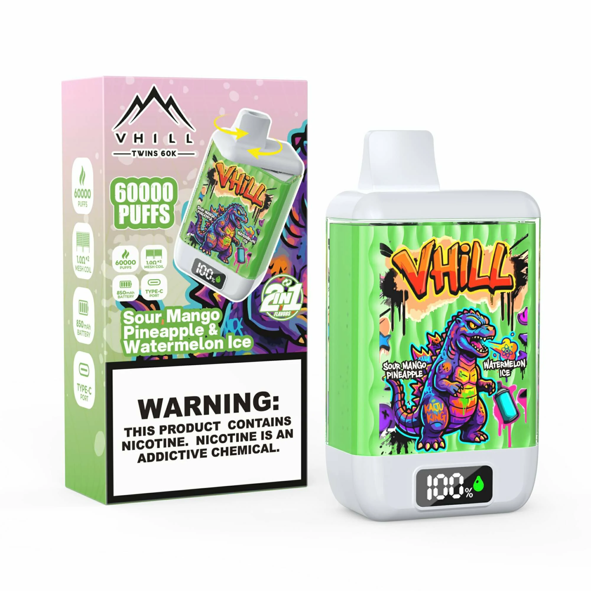 VHILL Twins 60000 60K Bouffées 2-in-1 Vape jetable - image 9