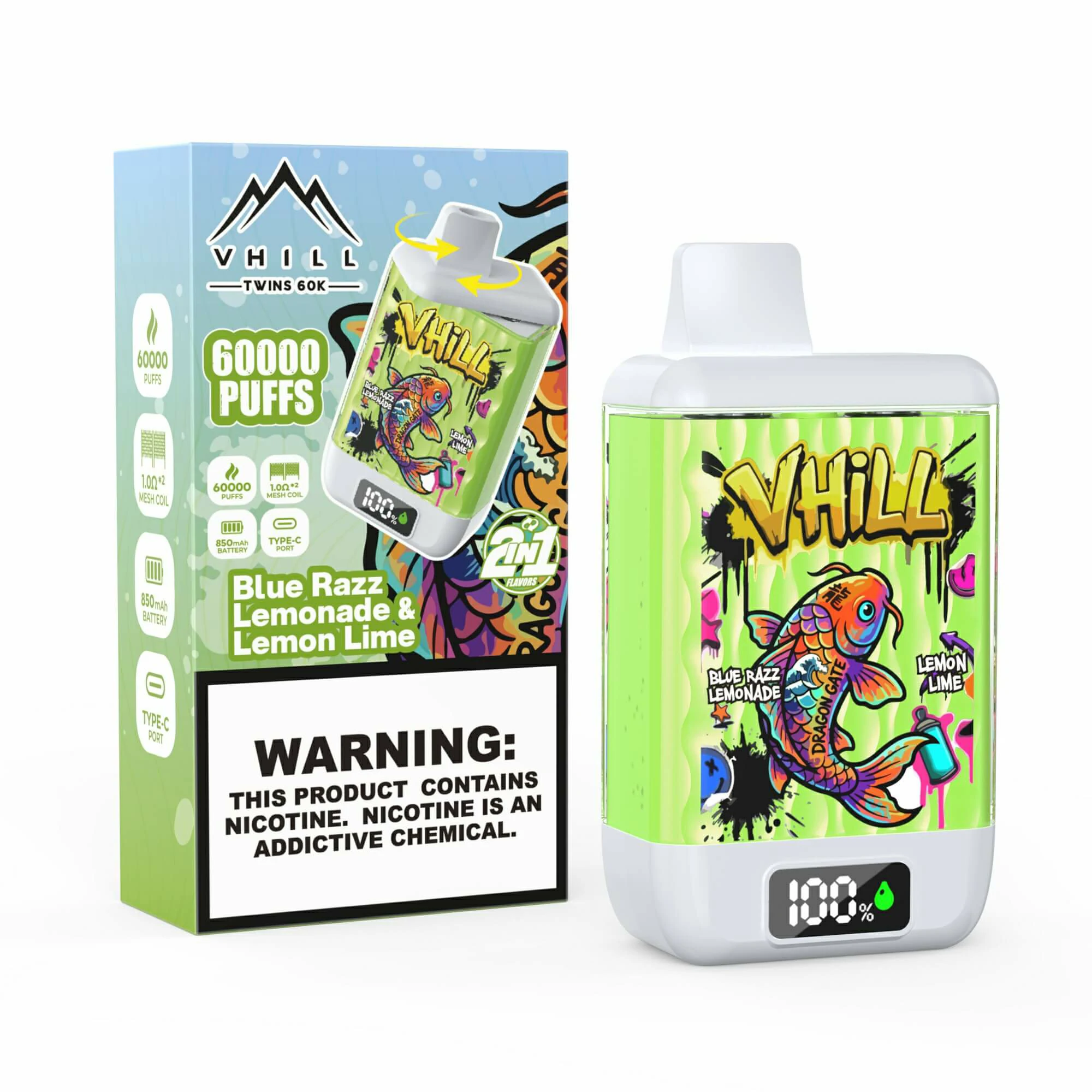 VHILL Twins 60000 60K Bouffées 2-in-1 Vape jetable - image 6