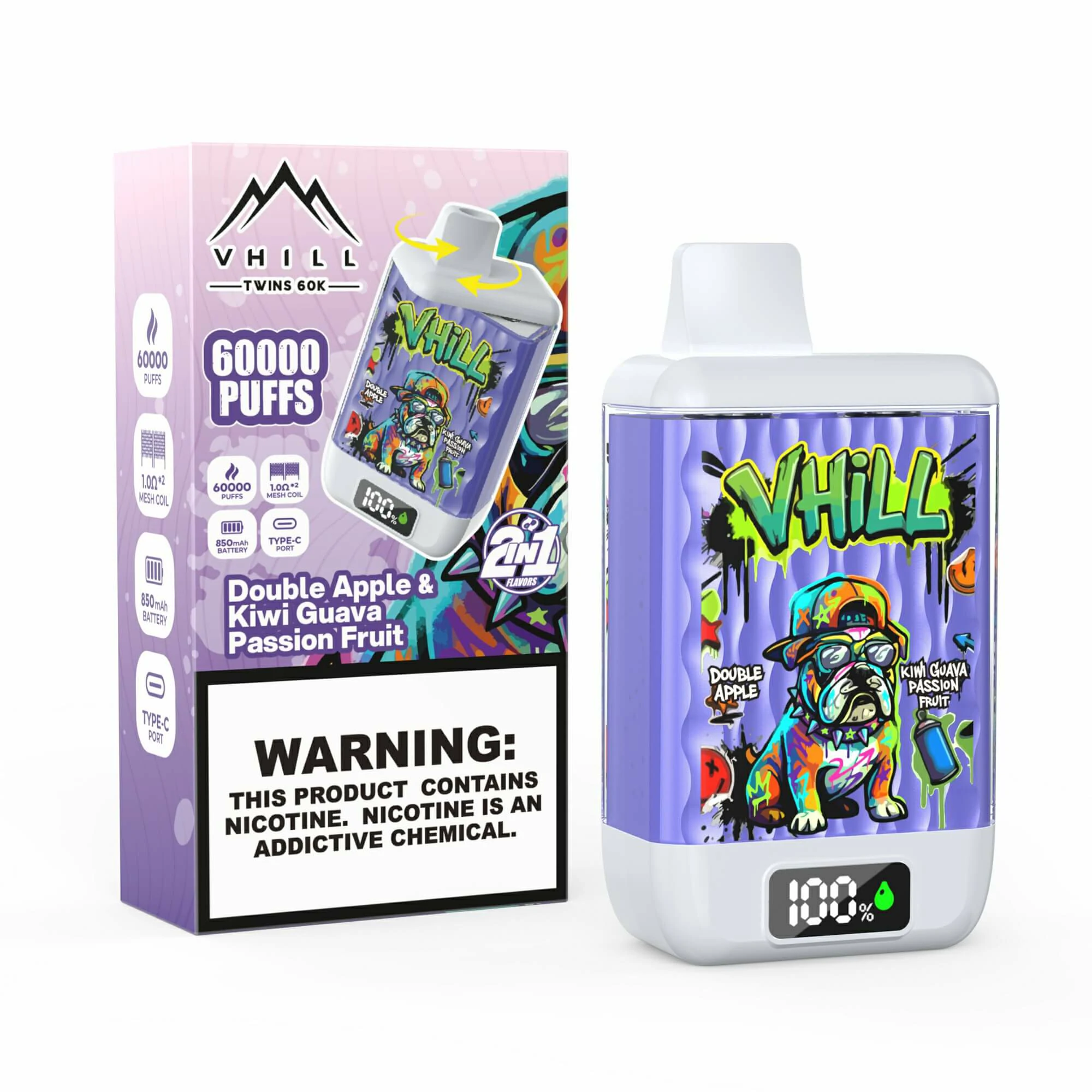 VHILL Twins 60000 60K Bouffées 2-in-1 Vape jetable - image 7