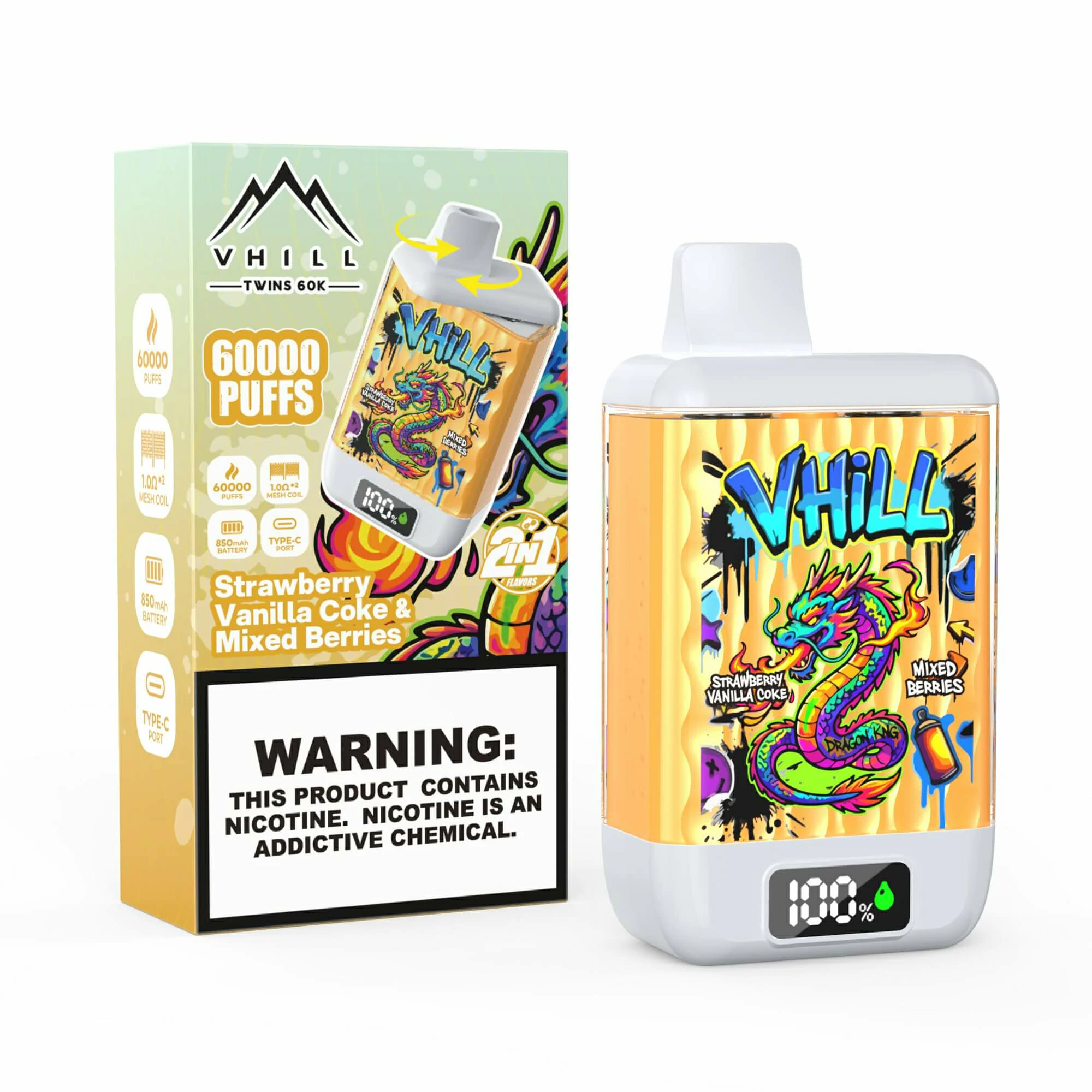 VHILL Twins 60000 60K Bouffées 2-in-1 Vape jetable - image 4