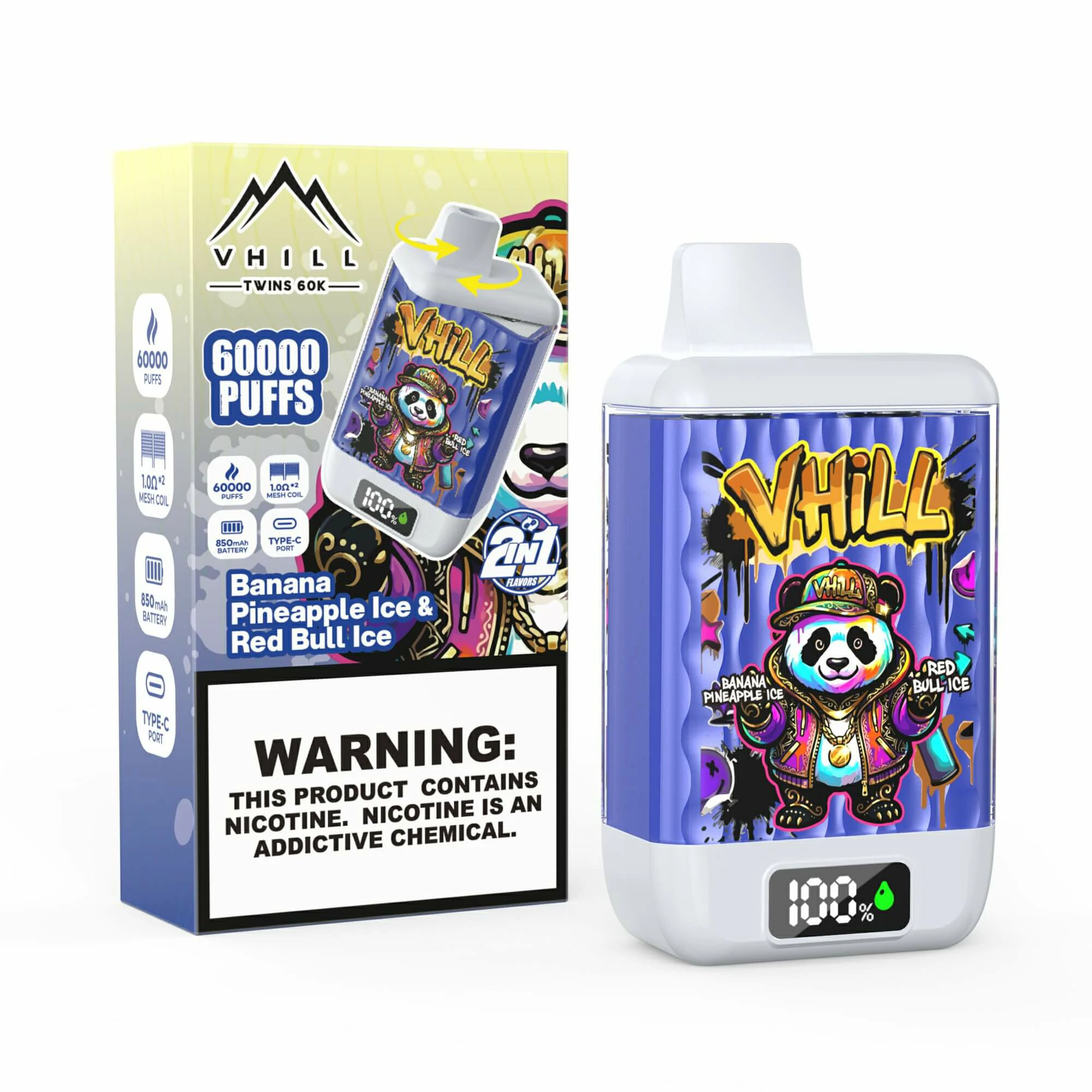 VHILL Twins 60000 60K Bouffées 2-in-1 Vape jetable - image 8