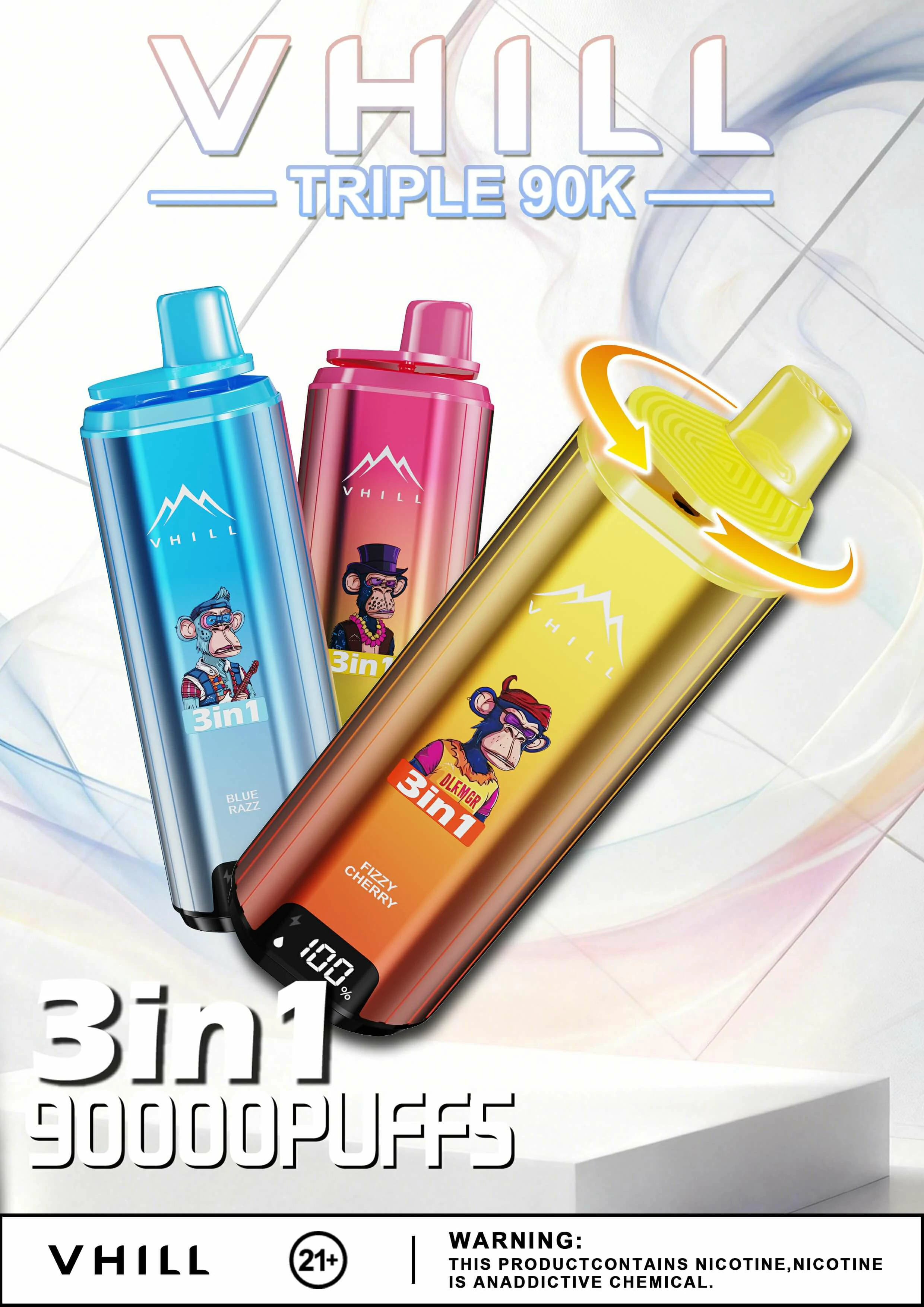 VHILL TRIPLE 90000 90K Bouffées 3-in-1 Vape jetable - image 2
