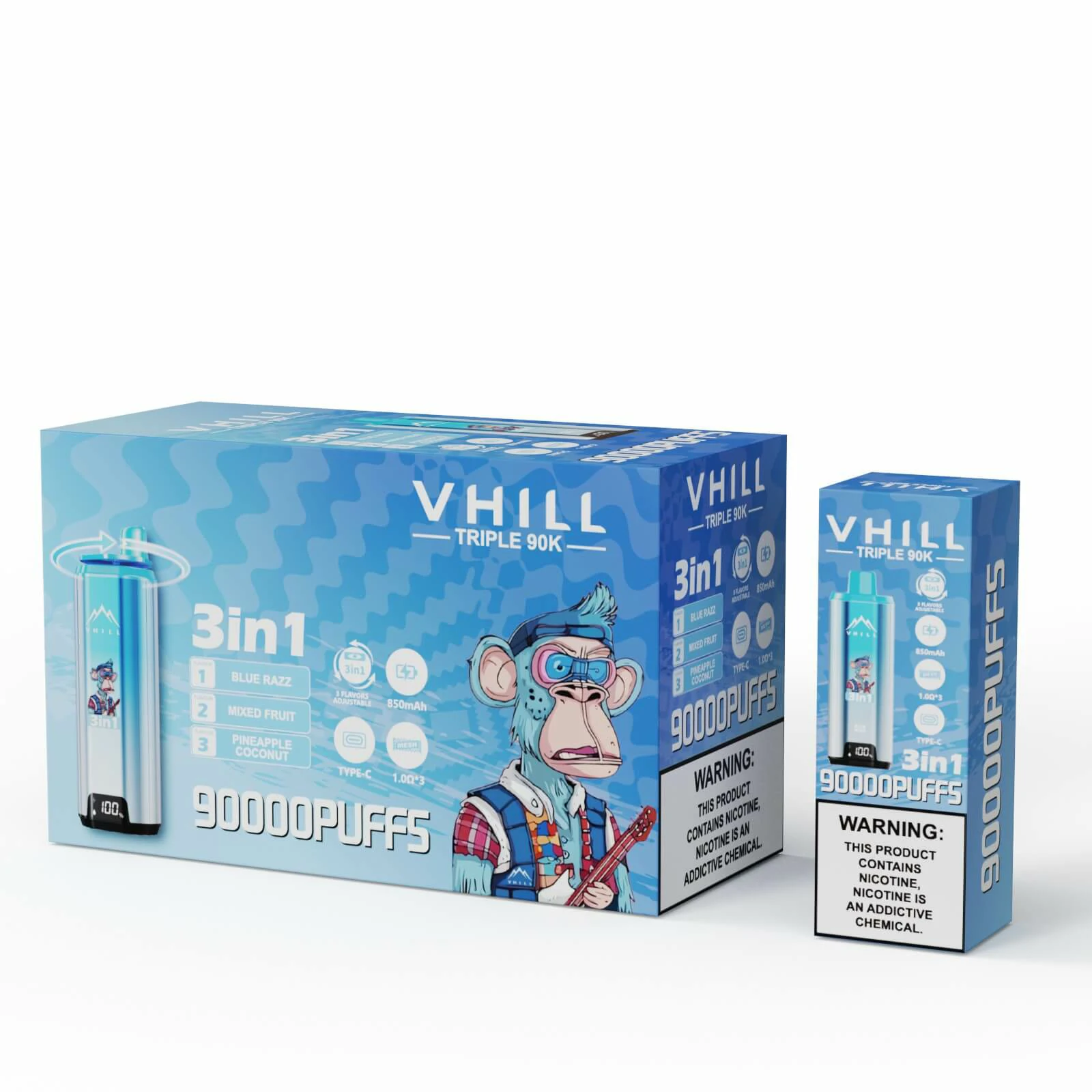 VHILL TRIPLE 90000 90K Bouffées 3-in-1 Vape jetable - image 6