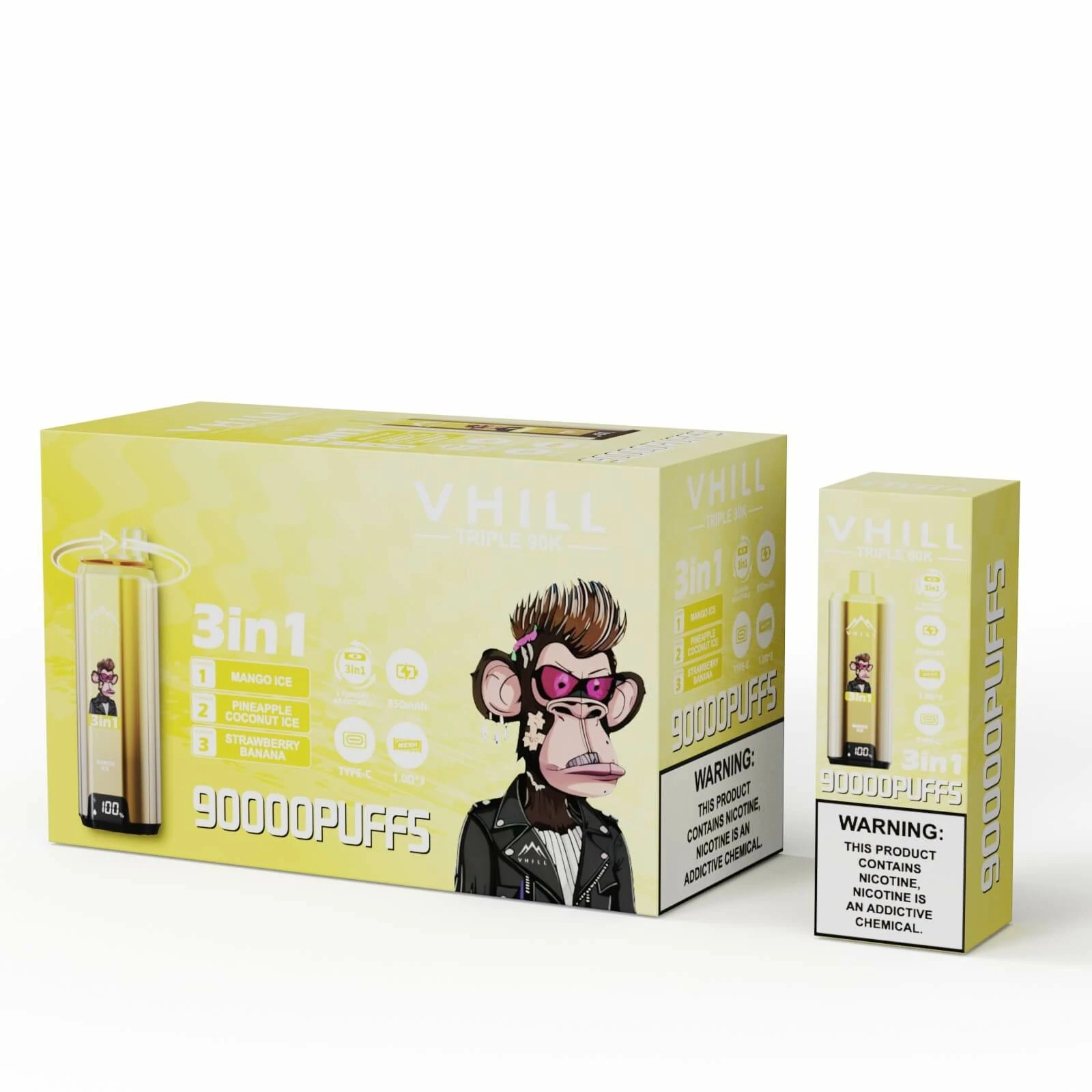 VHILL TRIPLE 90000 90K Bouffées 3-in-1 Vape jetable - image 8