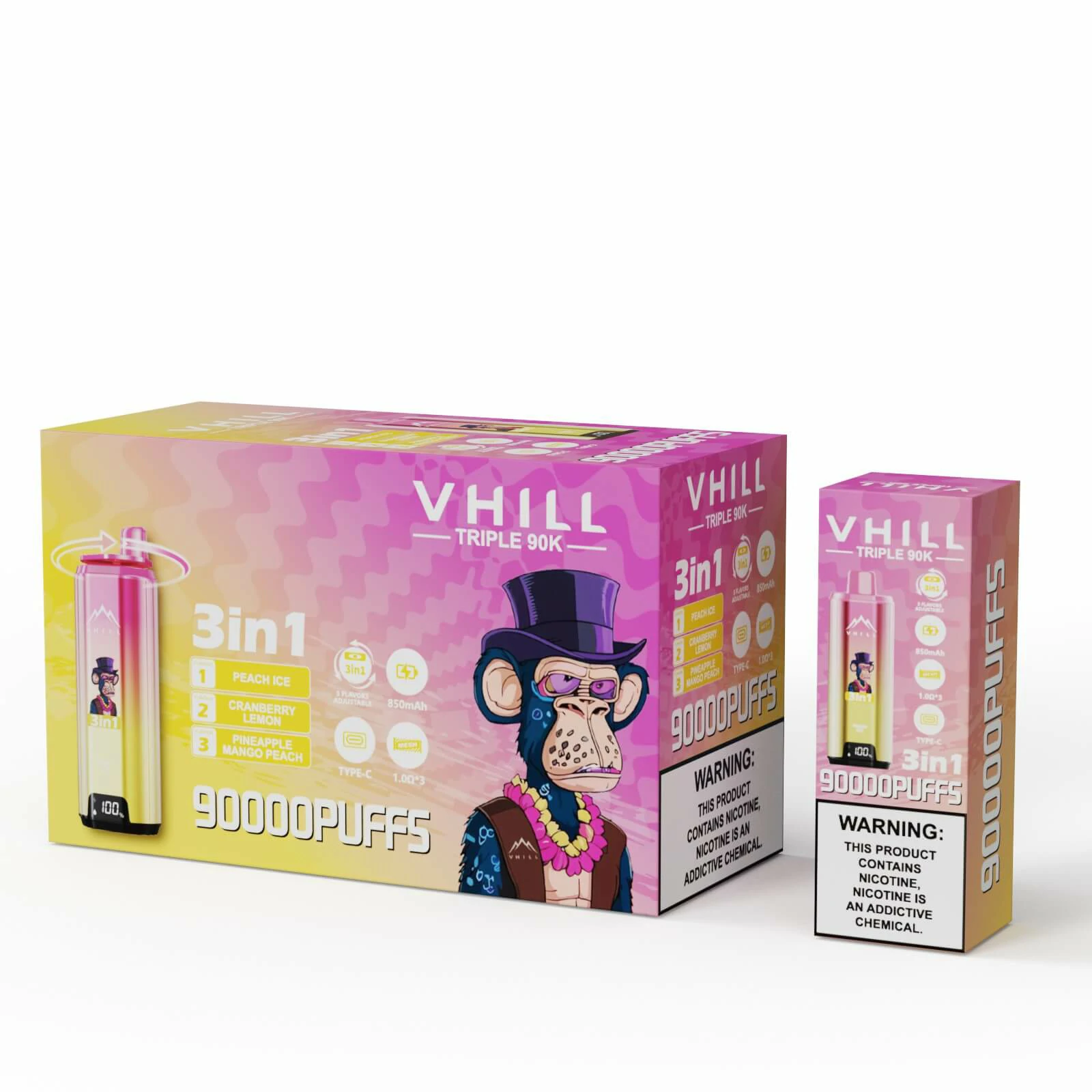 VHILL TRIPLE 90000 90K Bouffées 3-in-1 Vape jetable - image 11