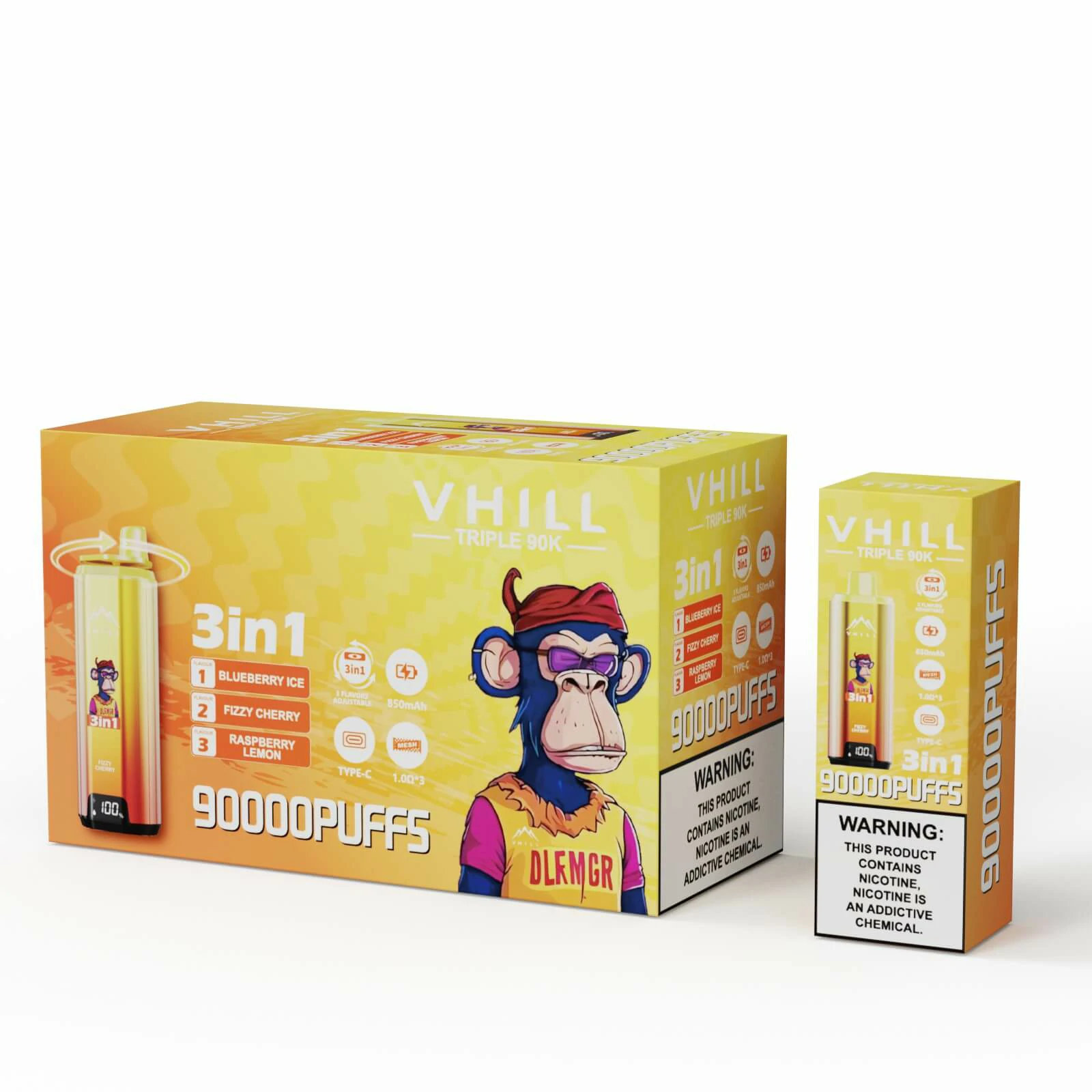VHILL TRIPLE 90000 90K Bouffées 3-in-1 Vape jetable - image 3