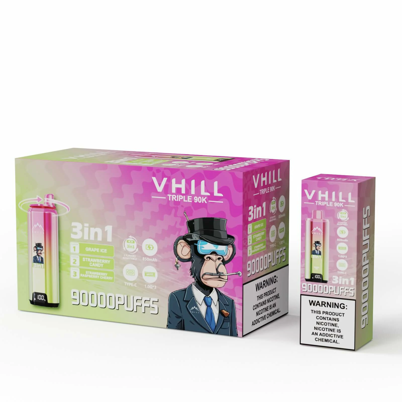 VHILL TRIPLE 90000 90K Bouffées 3-in-1 Vape jetable - image 9