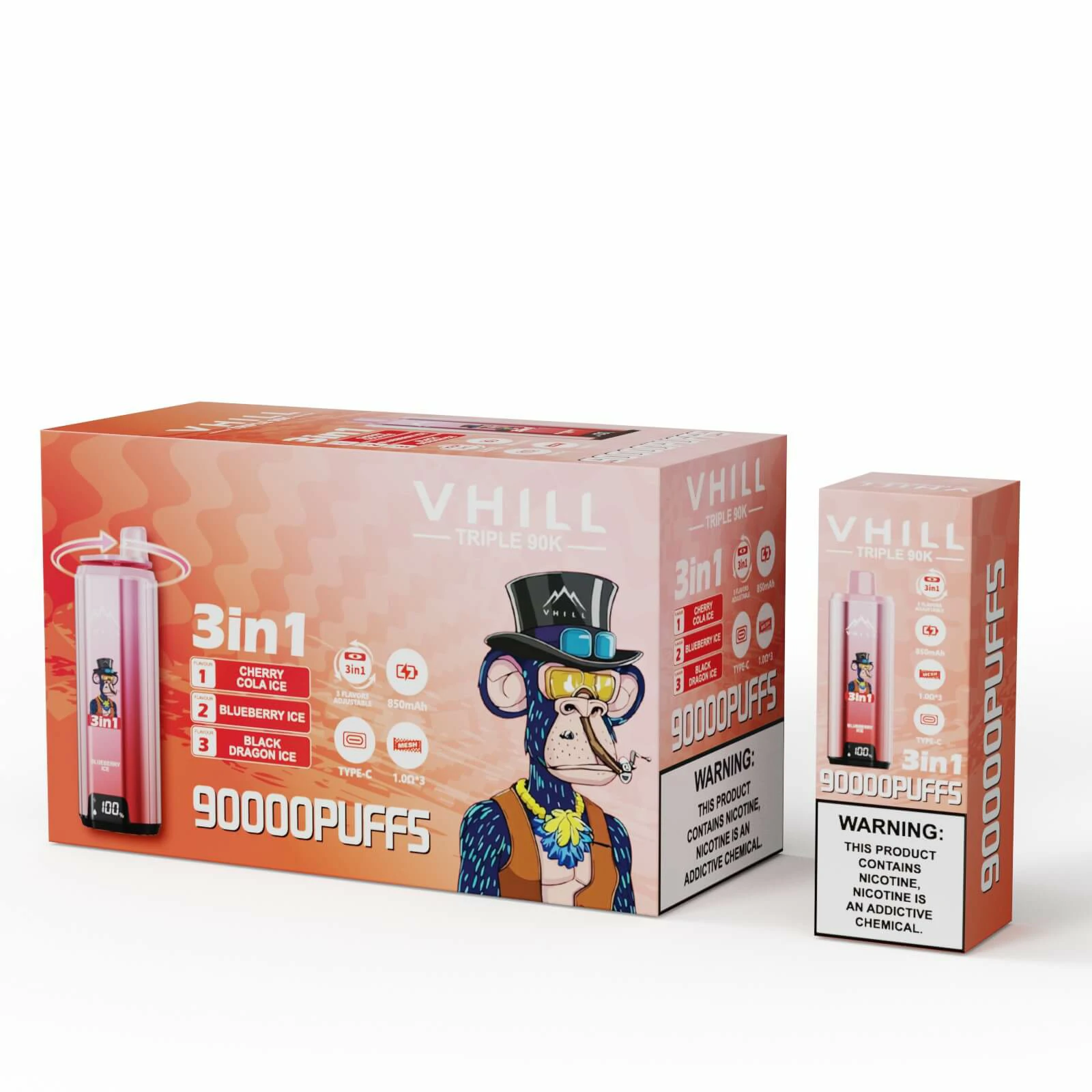 VHILL TRIPLE 90000 90K Bouffées 3-in-1 Vape jetable - image 7