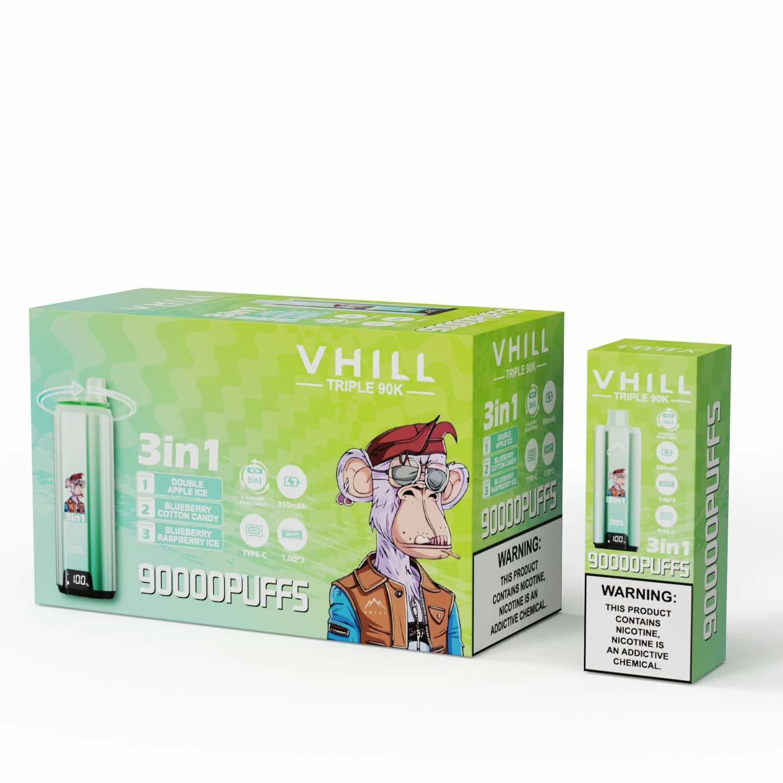 VHILL TRIPLE 90000 90K Bouffées 3-in-1 Vape jetable - image 10