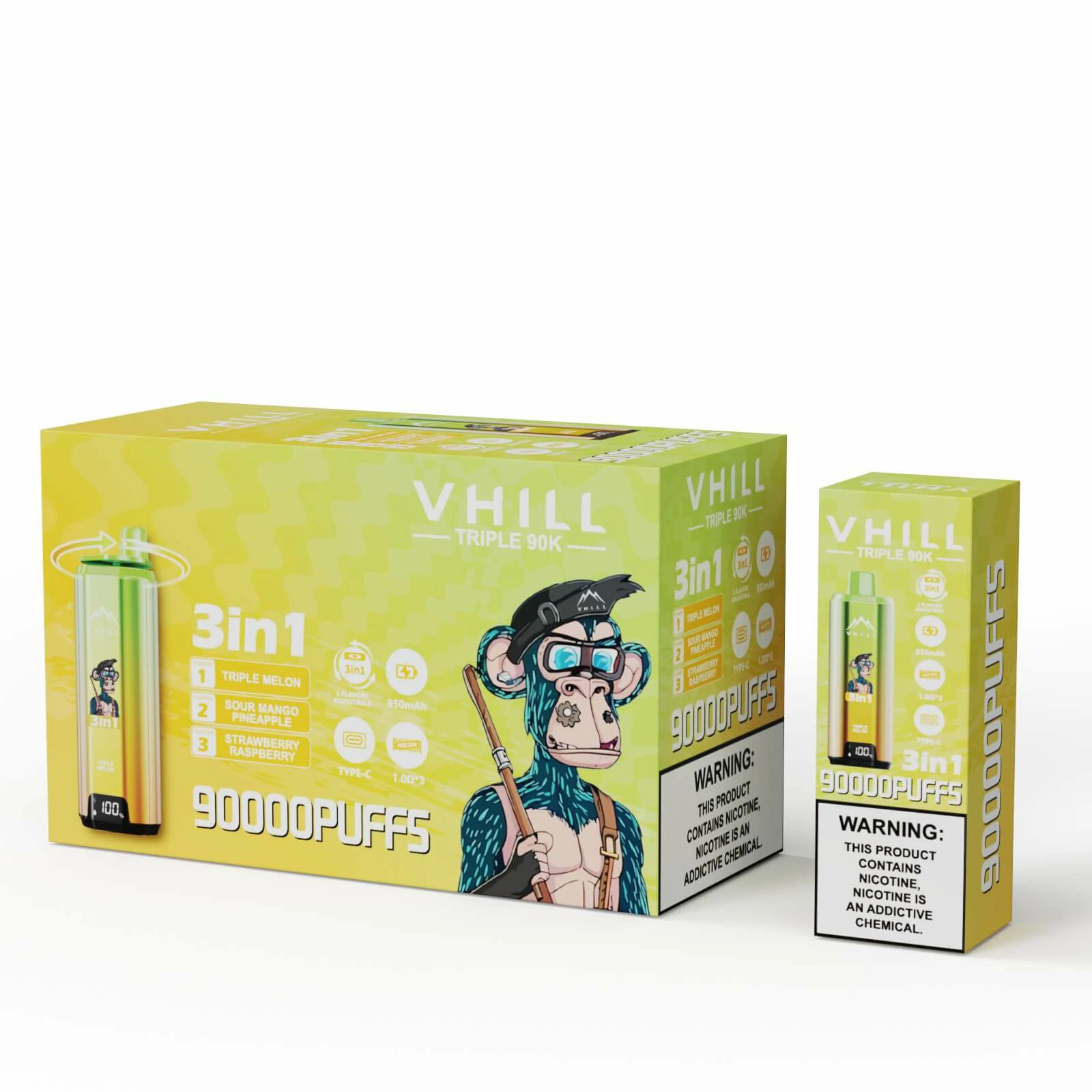 VHILL TRIPLE 90000 90K Bouffées 3-in-1 Vape jetable - image 12