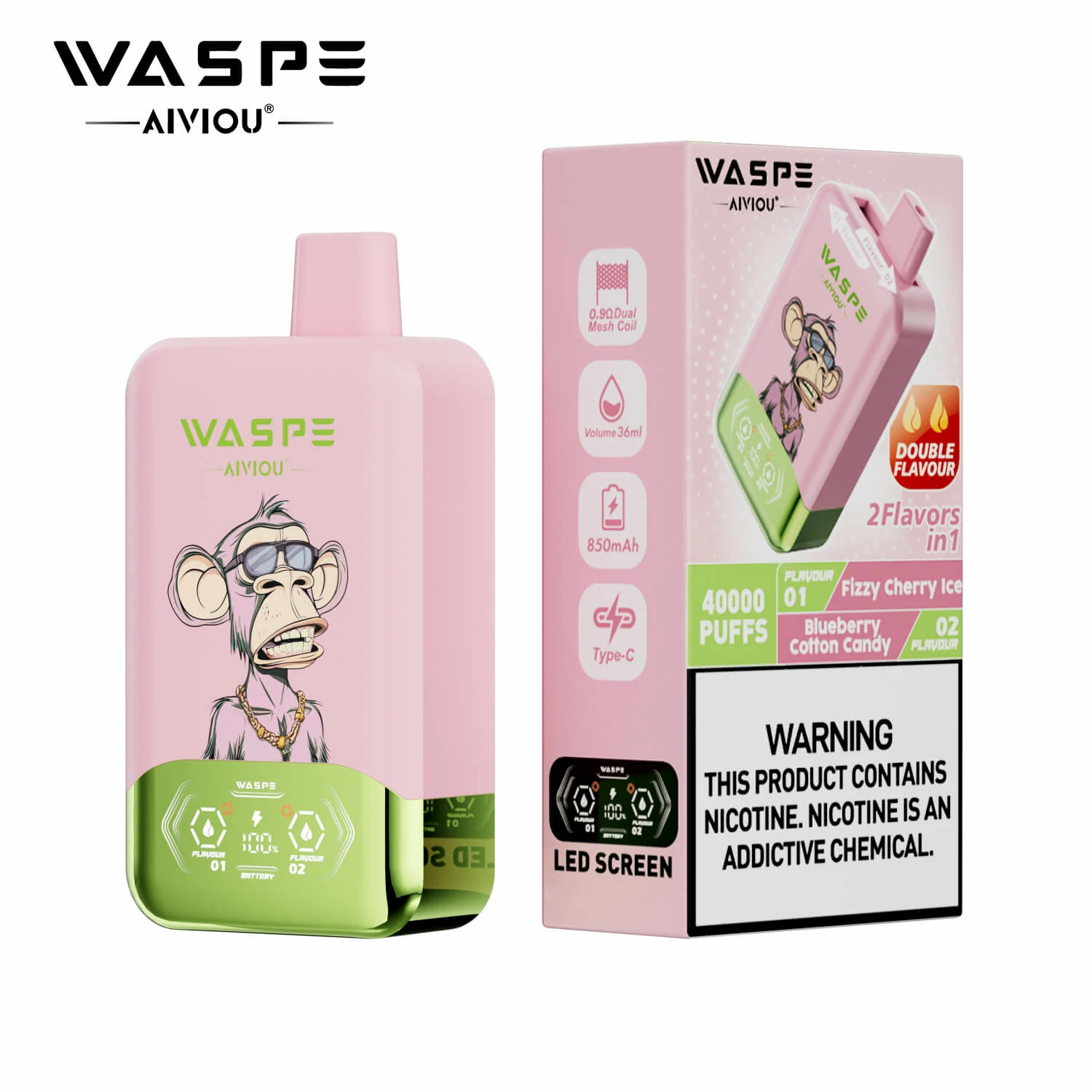 WASPE 2-in-1 40000 40K Bouffées Double Saveur Vape jetable - image 11